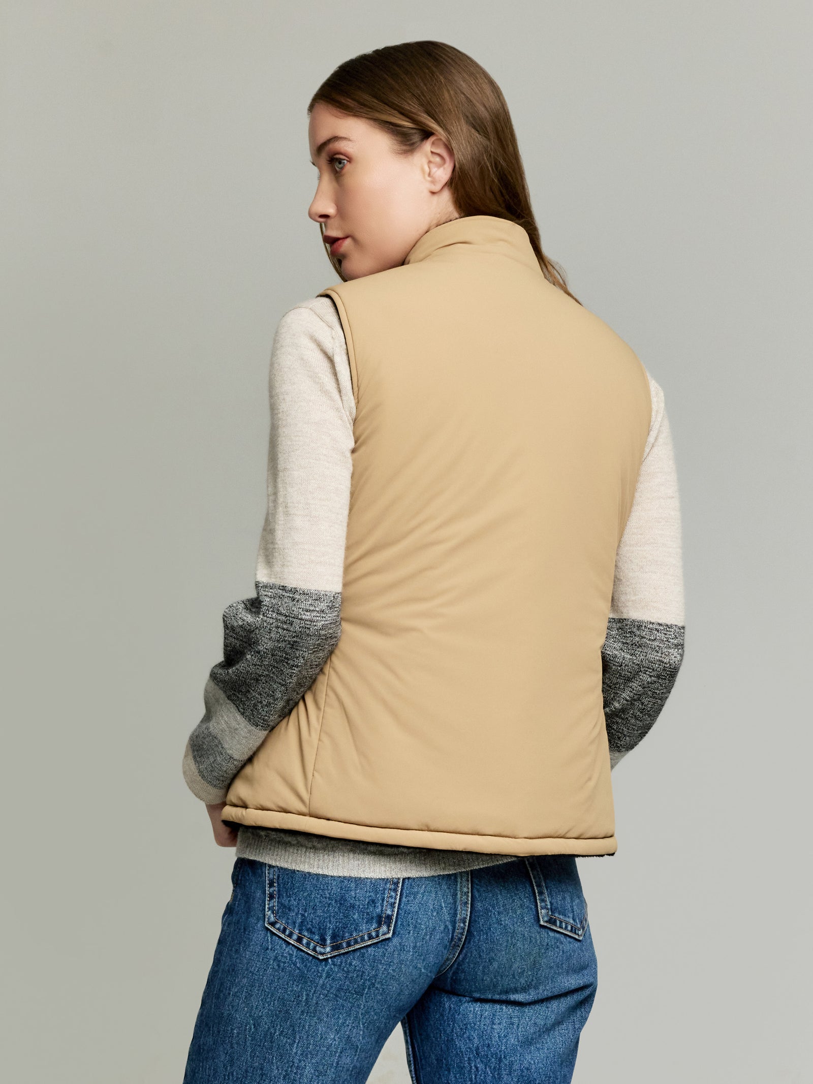 Chaleco Ystoria De Baby Alpaca Color Beige/Negro