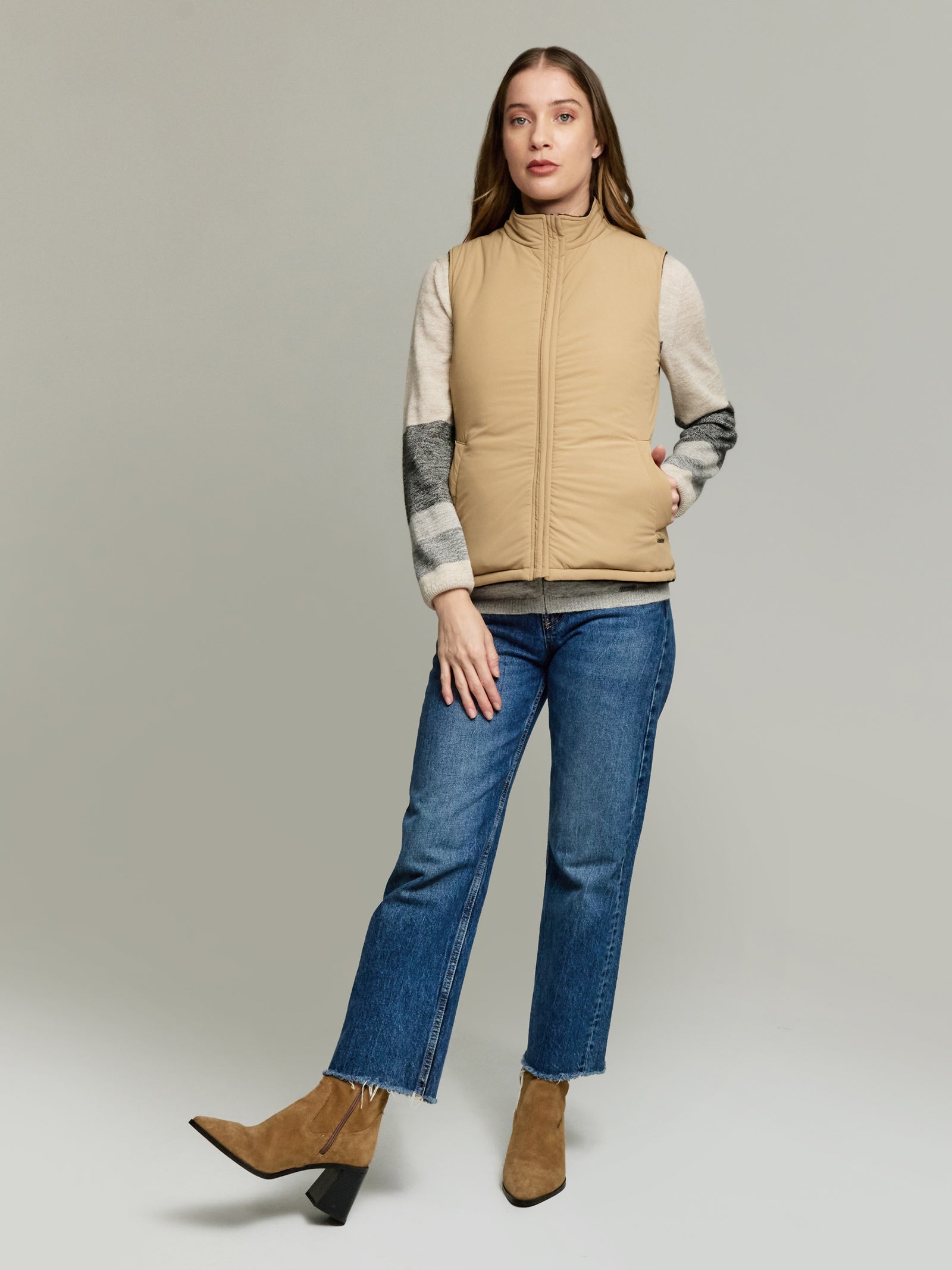 Chaleco Ystoria De Baby Alpaca Color Beige/Negro