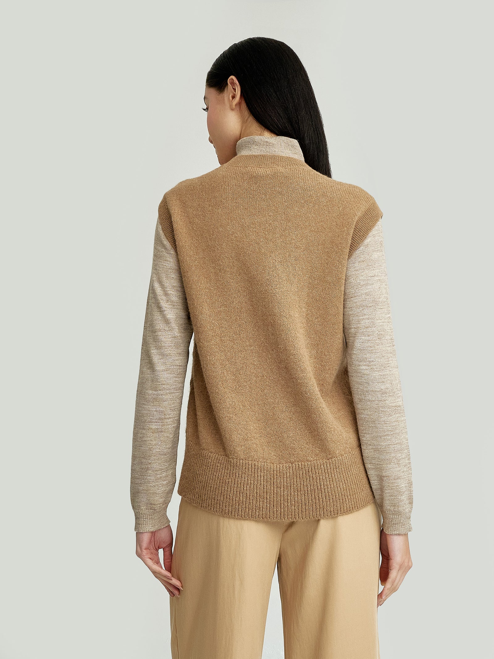 Yessica Baby Alpaca Vest Camel Color