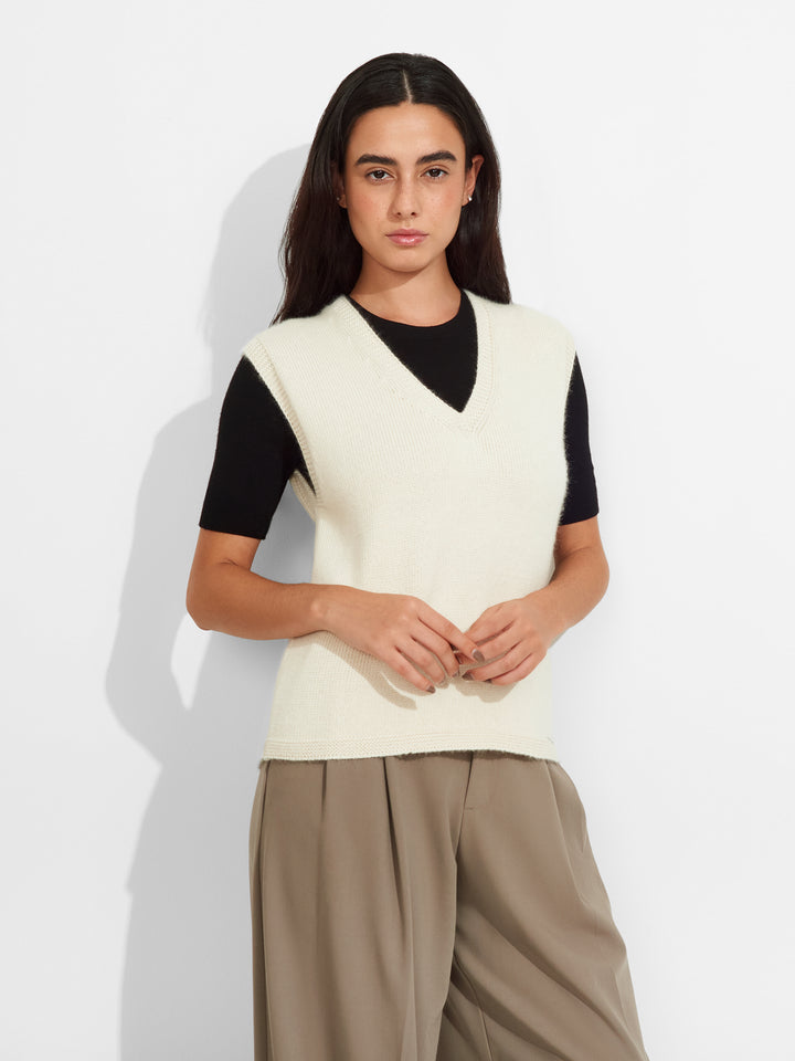 Chaleco Zafiro De Baby Alpaca Color Blanco