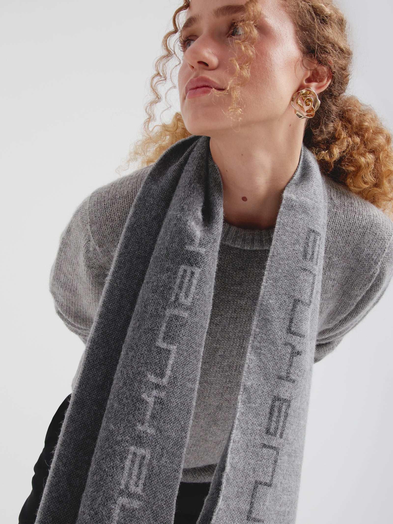 Baby Alpaca Grey Candy Scarf