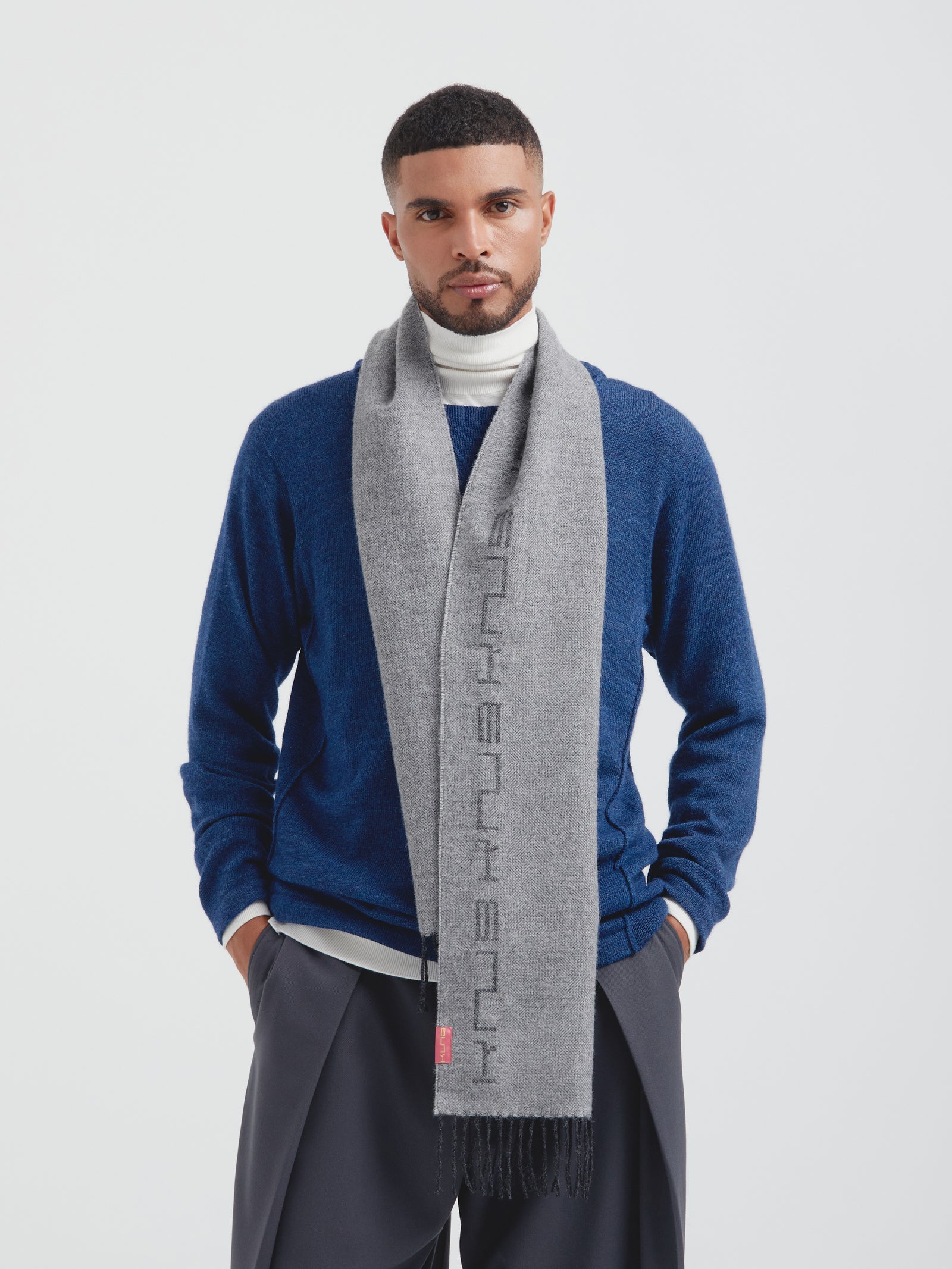 Baby Alpaca Grey Candy Scarf