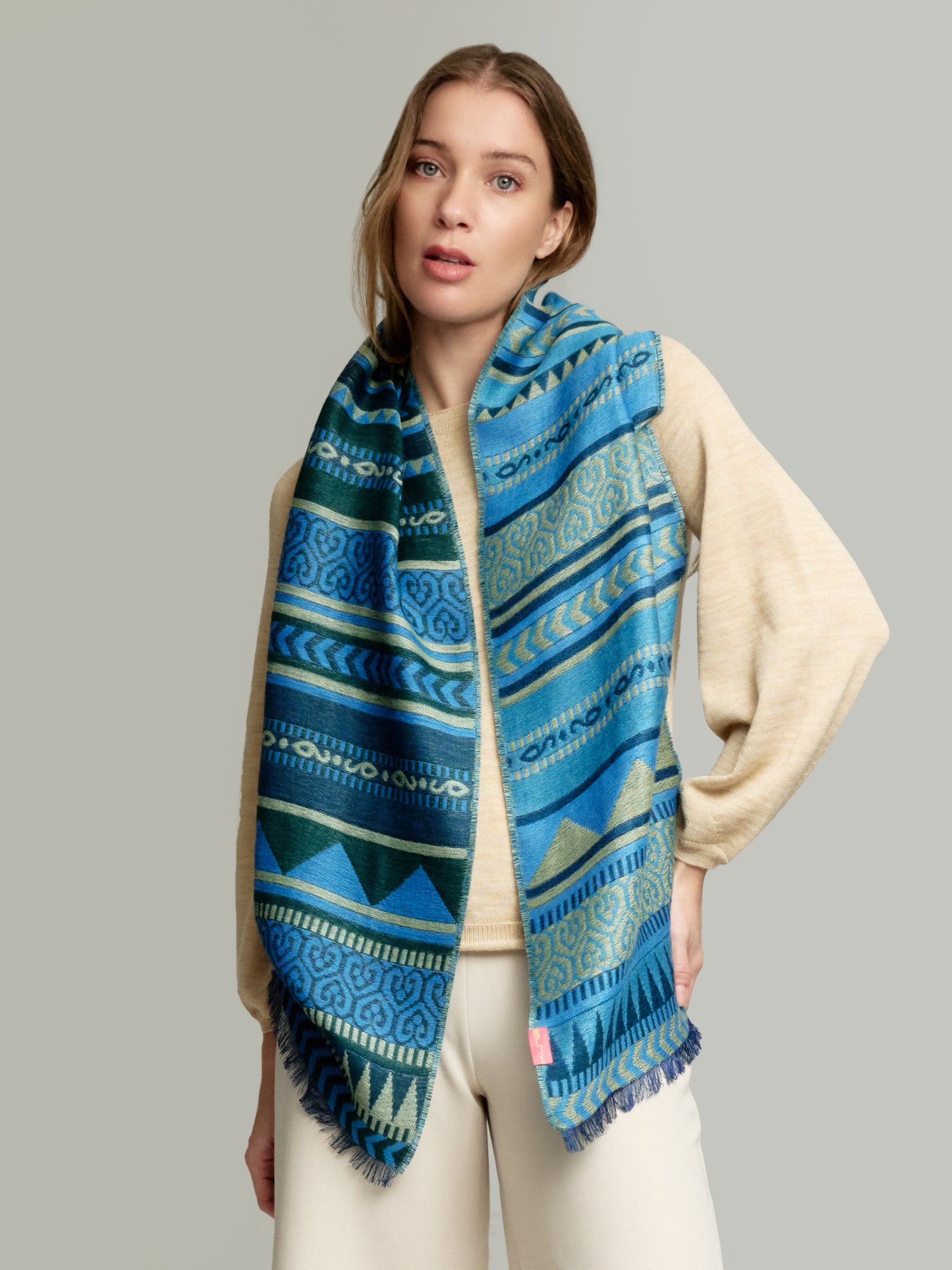 Blue Baby Alpaca Yaranga Scarf