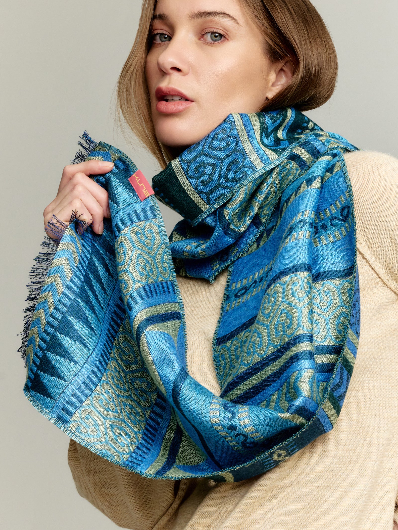 Blue Baby Alpaca Yaranga Scarf