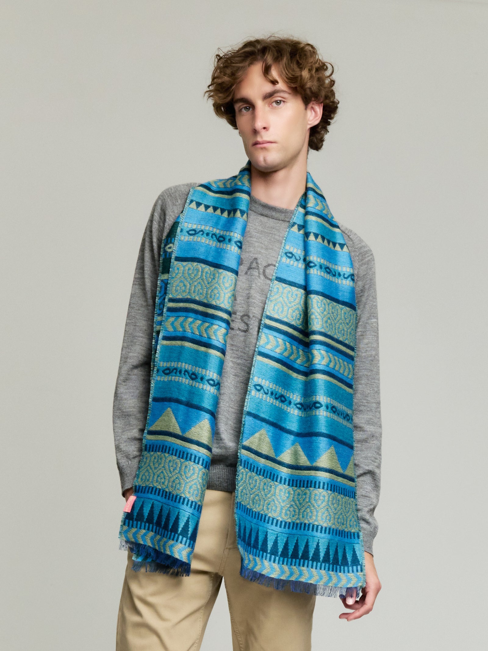 Blue Baby Alpaca Yaranga Scarf