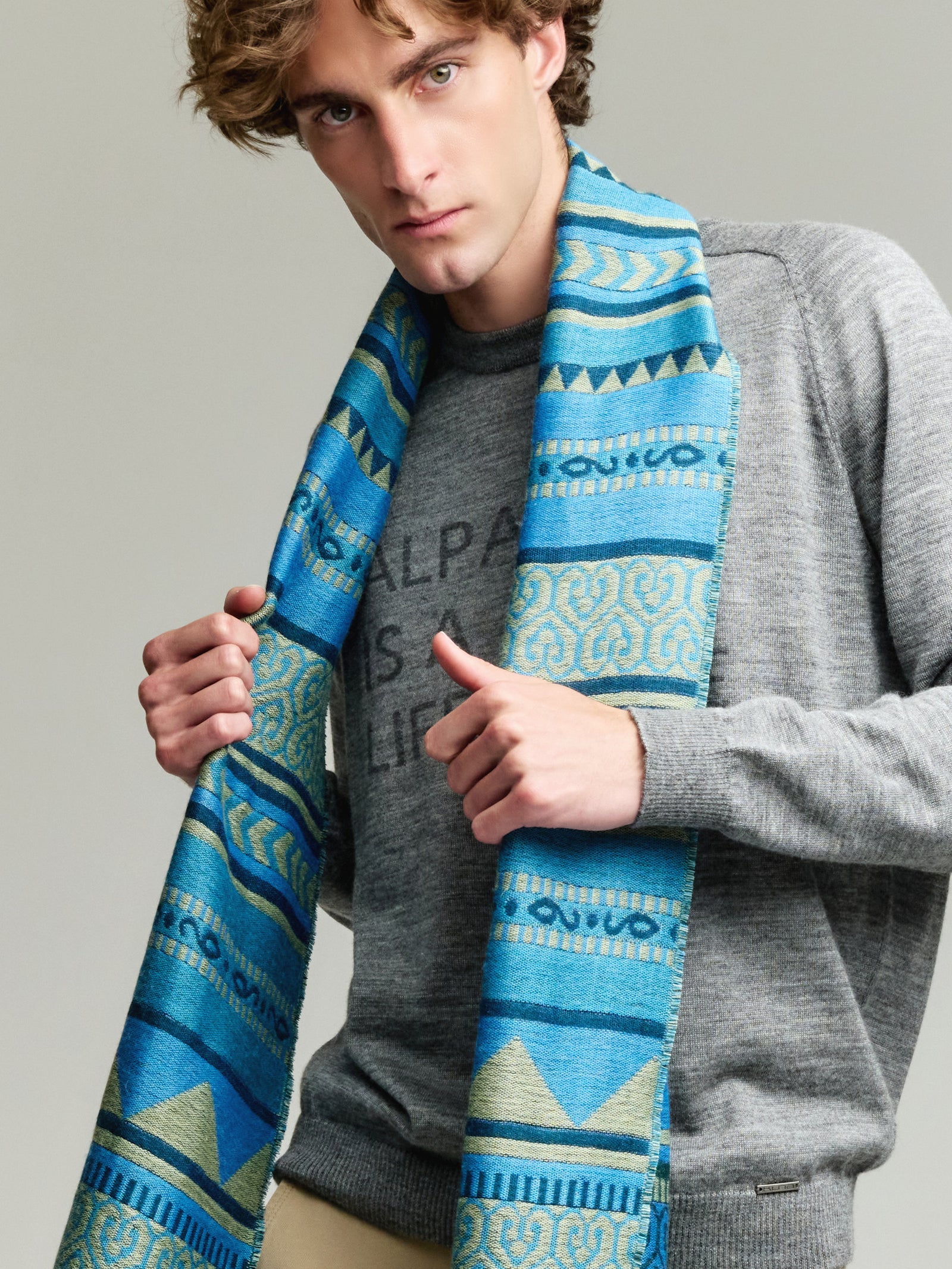 Blue Baby Alpaca Yaranga Scarf