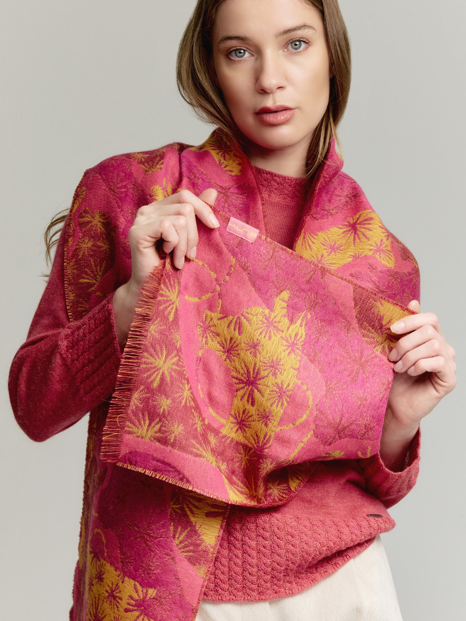 Baby Alpaca Yasu Scarf in Cherry Color
