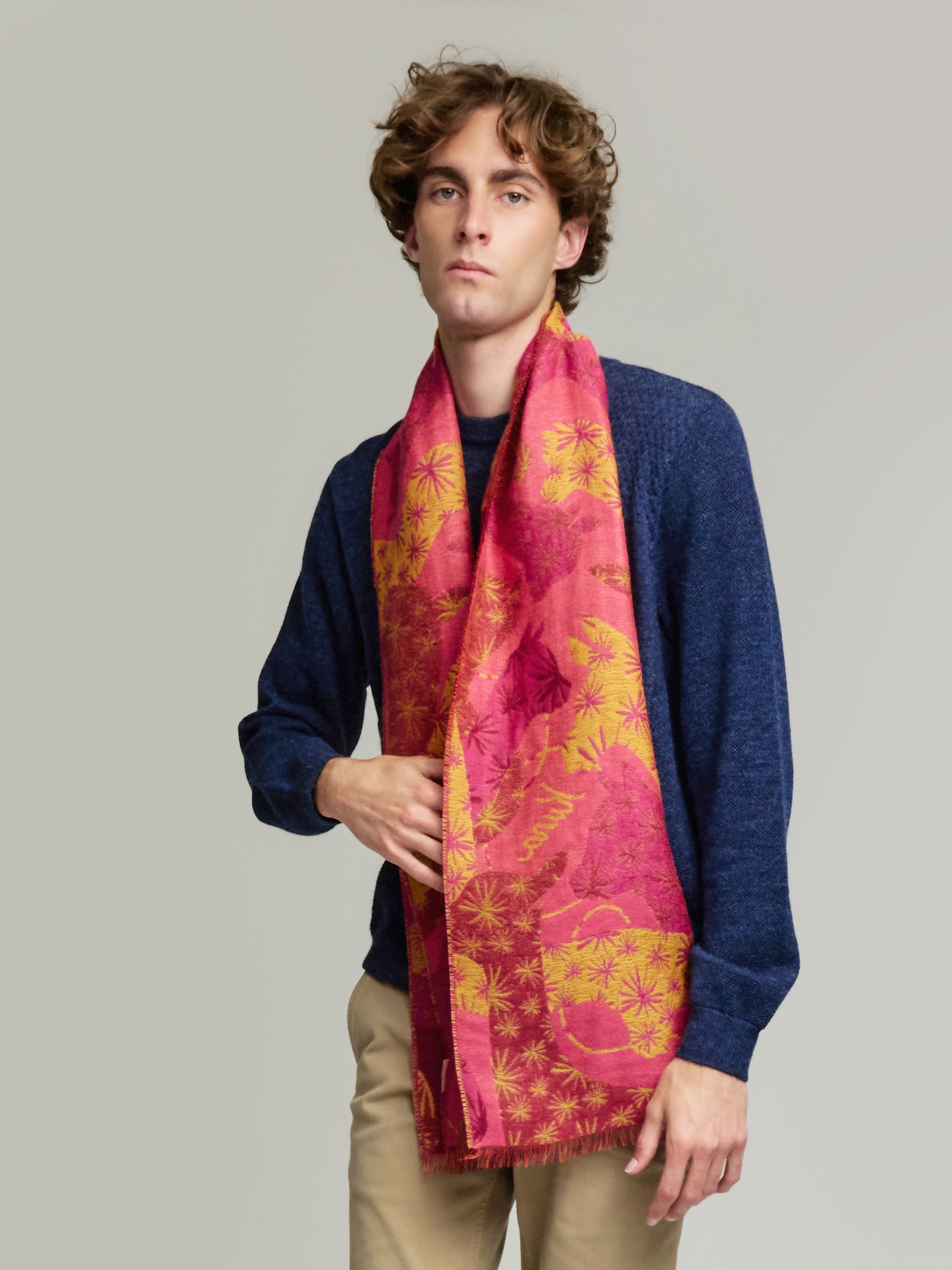 Baby Alpaca Yasu Scarf in Cherry Color