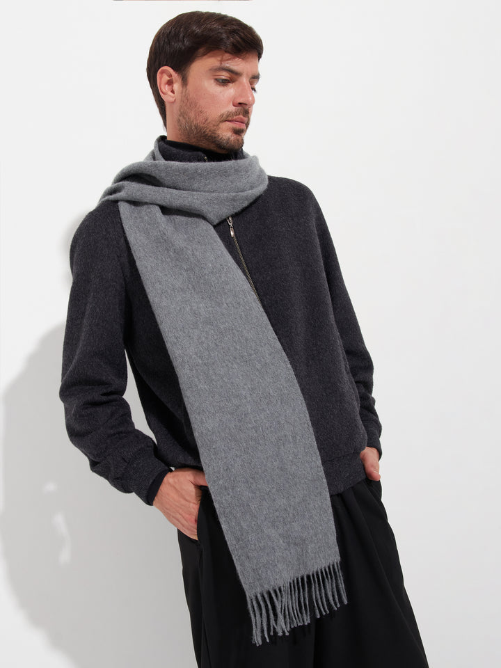 Adrian Baby Alpaca Scarf in Grey
