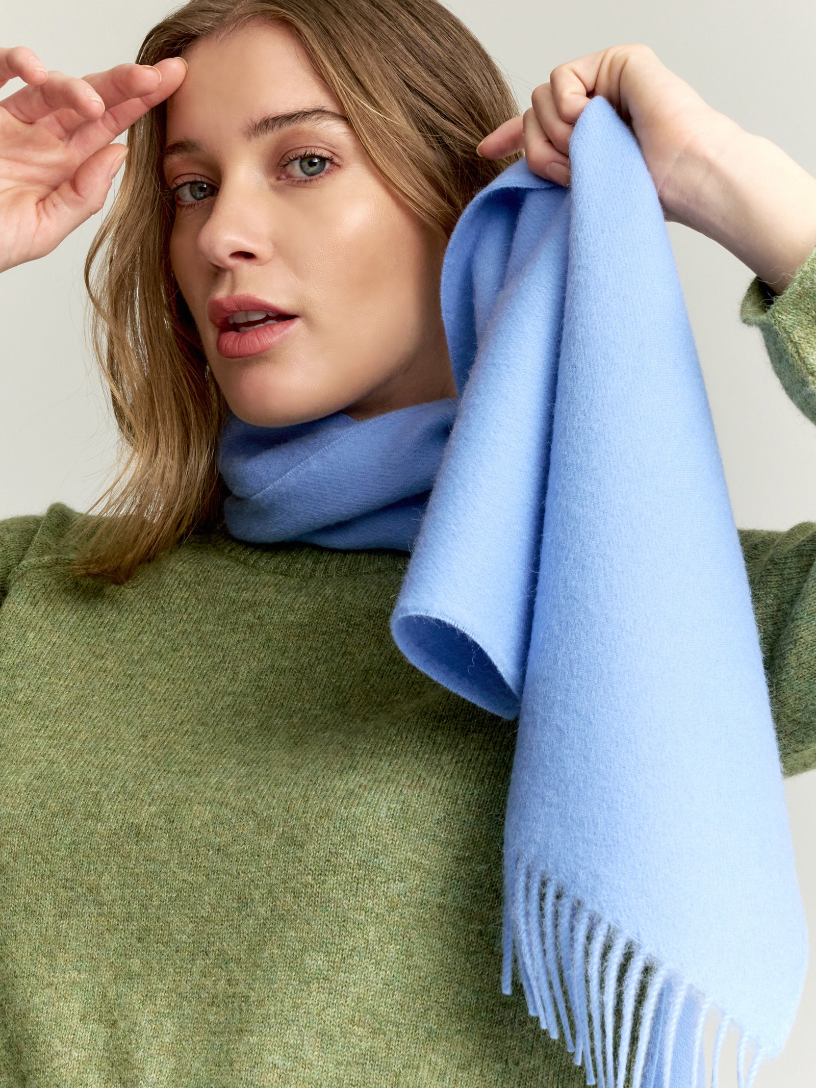 Adrian De Baby Alpaca Light Blue Scarf