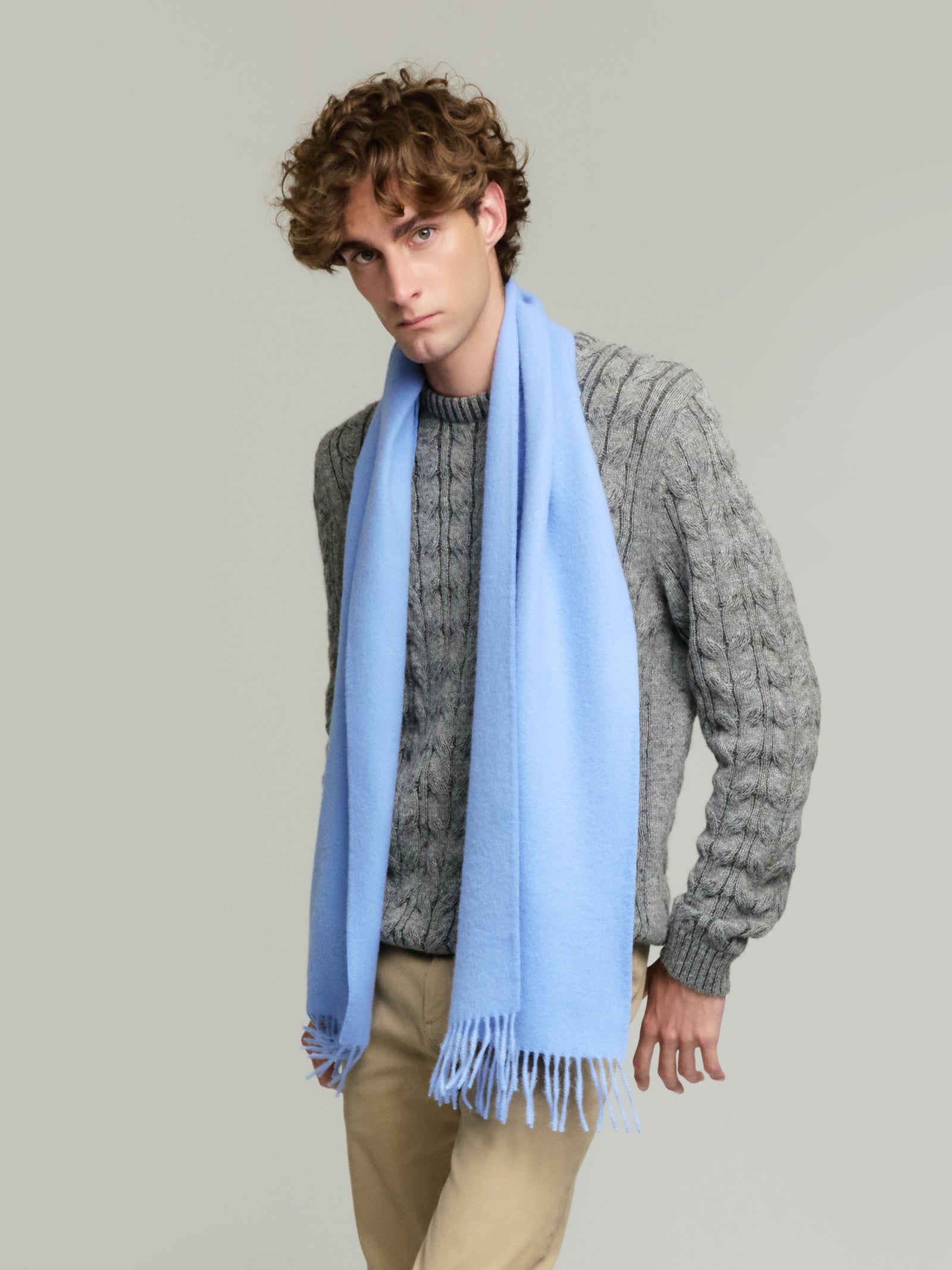 Adrian De Baby Alpaca Light Blue Scarf