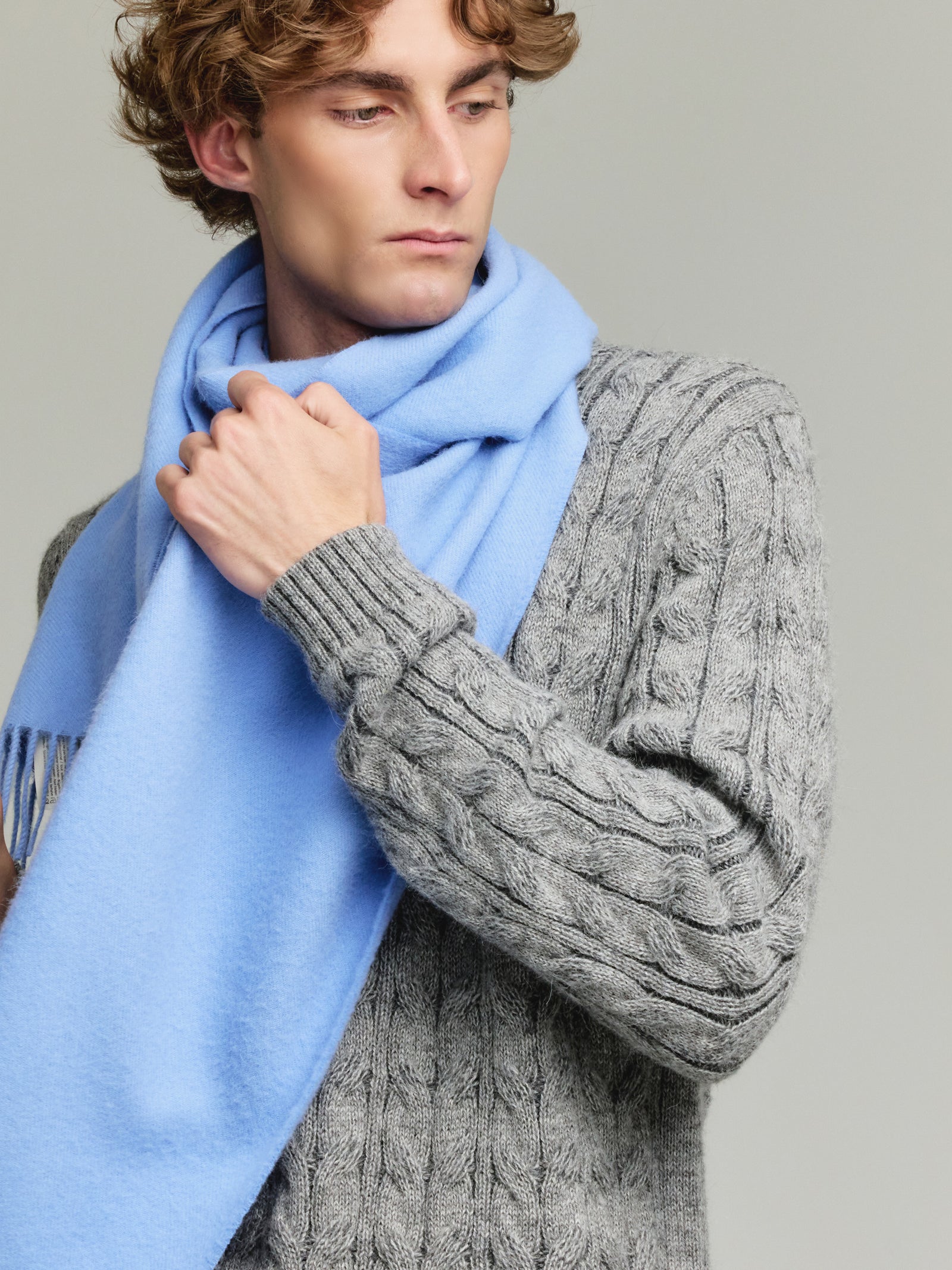 Adrian De Baby Alpaca Light Blue Scarf