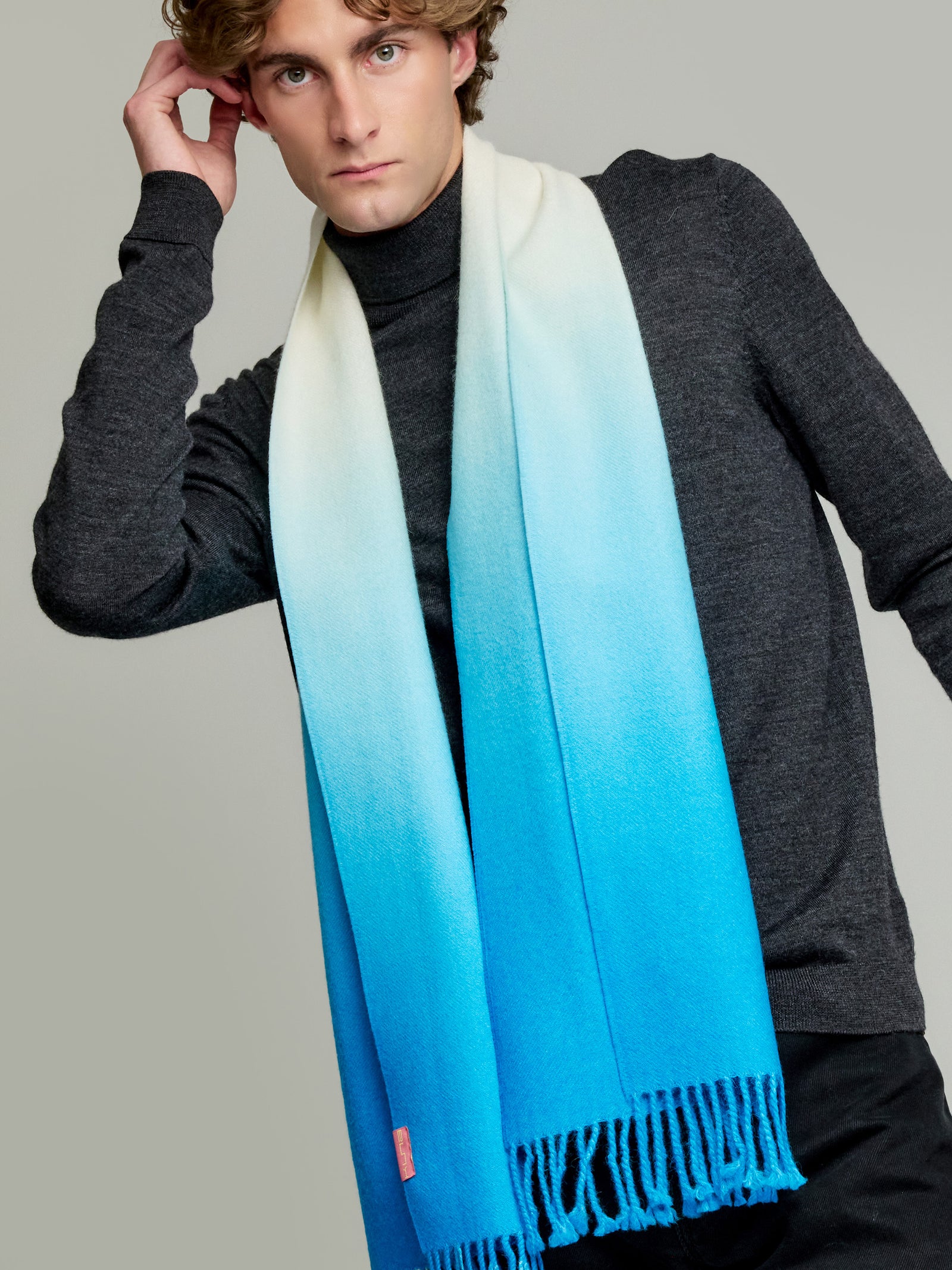 Yemi Baby Alpaca Scarf in Turquoise Color