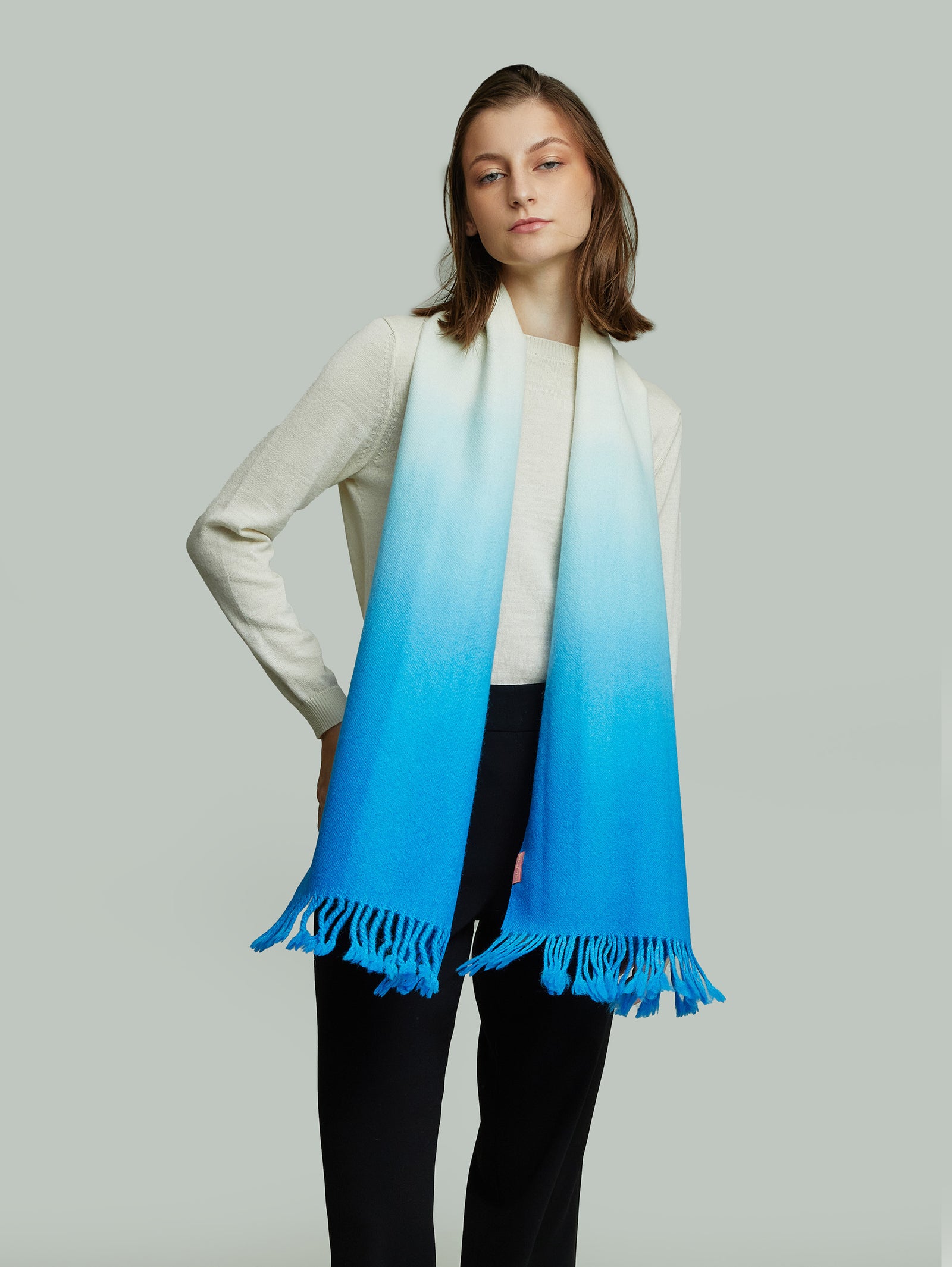 Yemi Baby Alpaca Scarf in Turquoise Color
