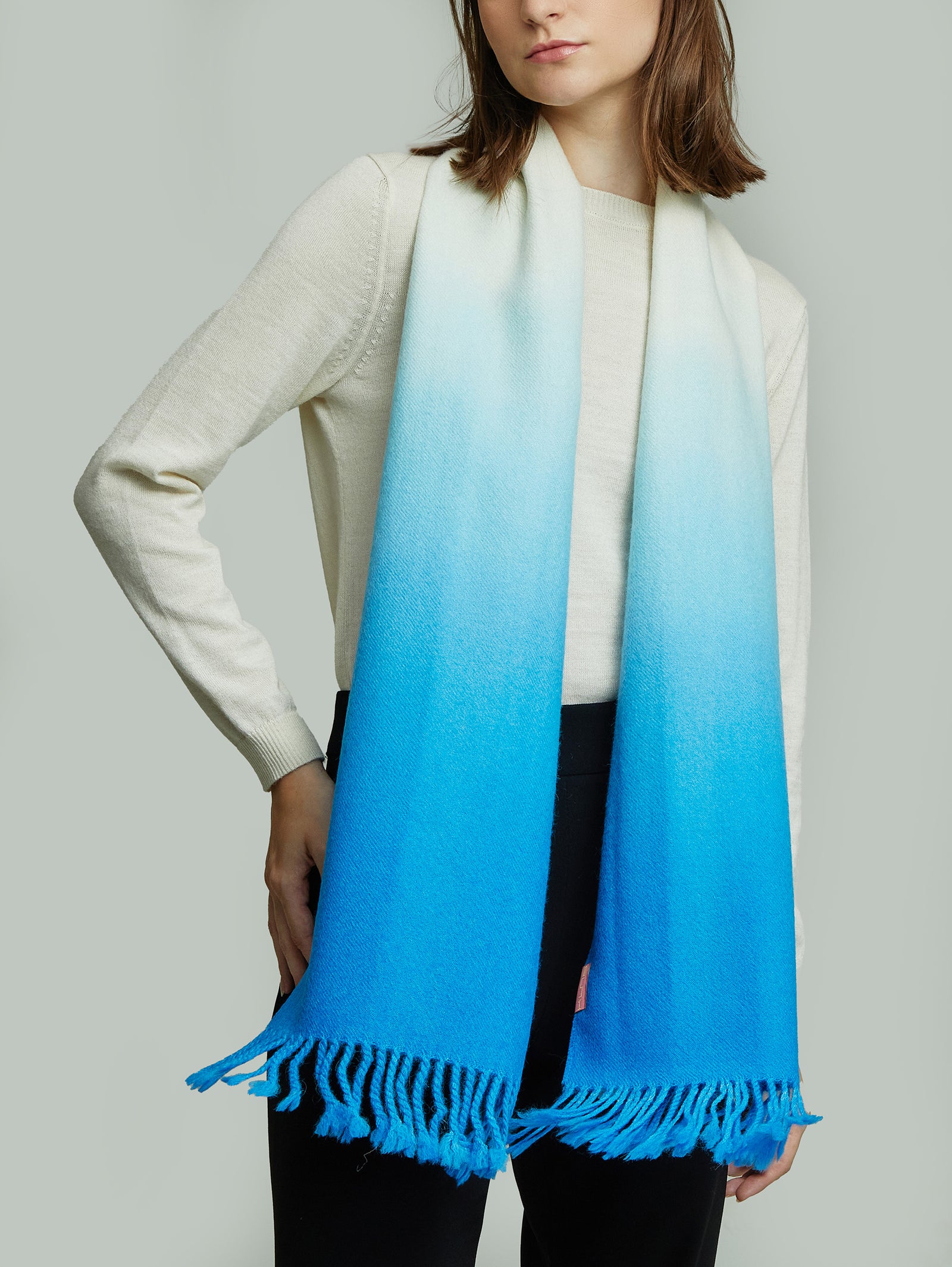 Yemi Baby Alpaca Scarf in Turquoise Color