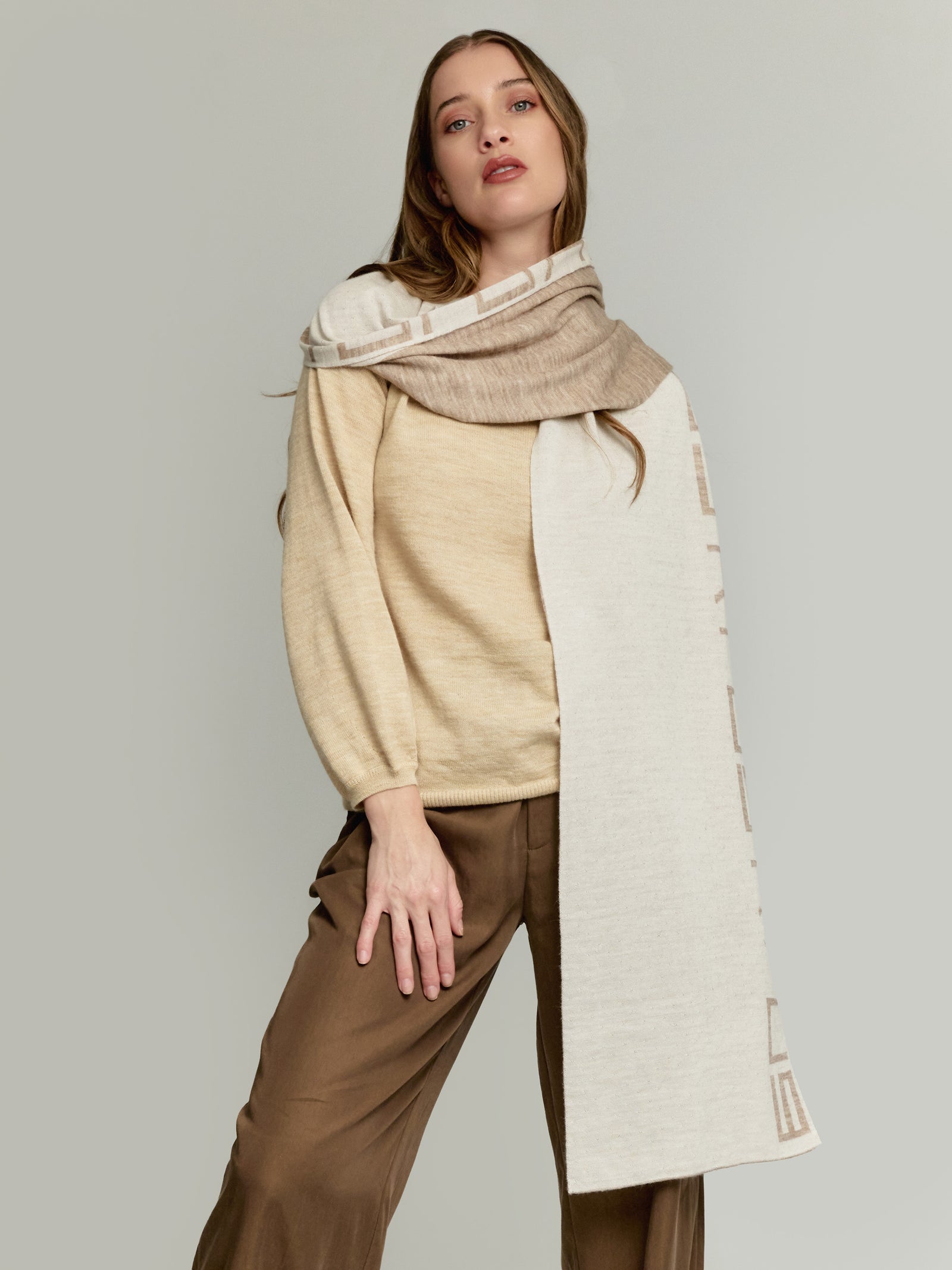 Yunga Scarf Made of Baby Alpaca in Beige