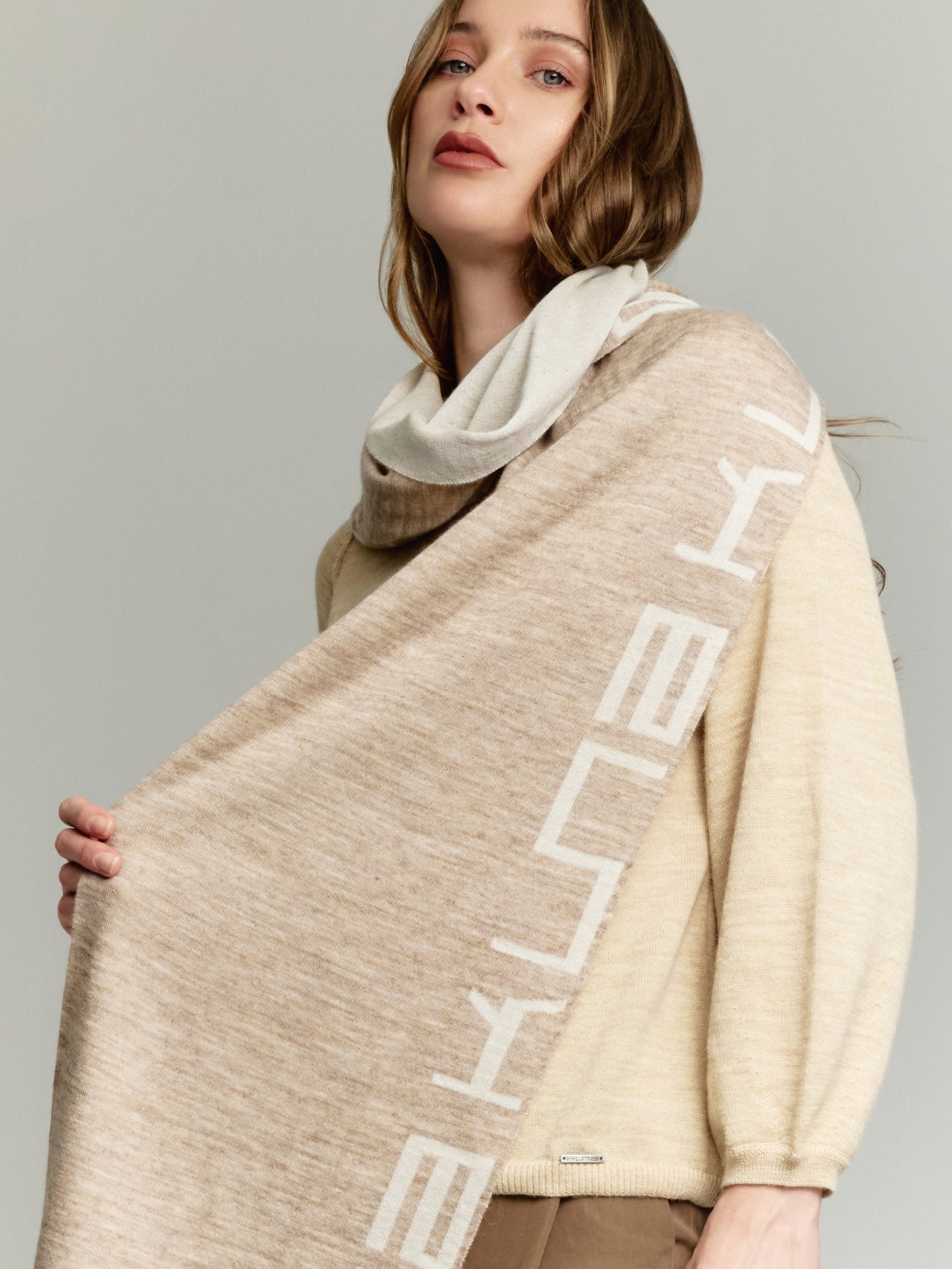 Yunga Scarf Made of Baby Alpaca in Beige