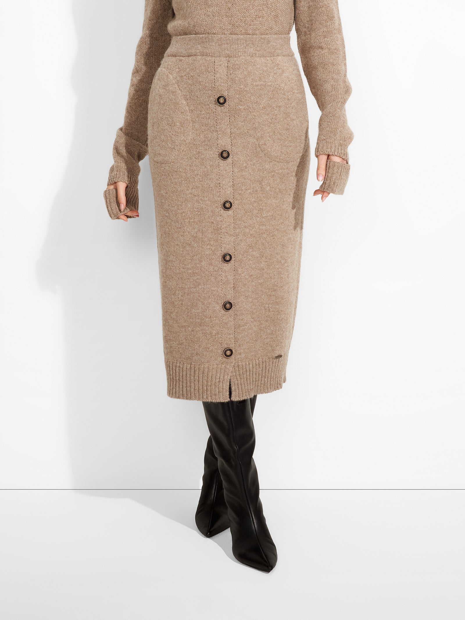 Falda Zita De Baby Alpaca Color Marrón