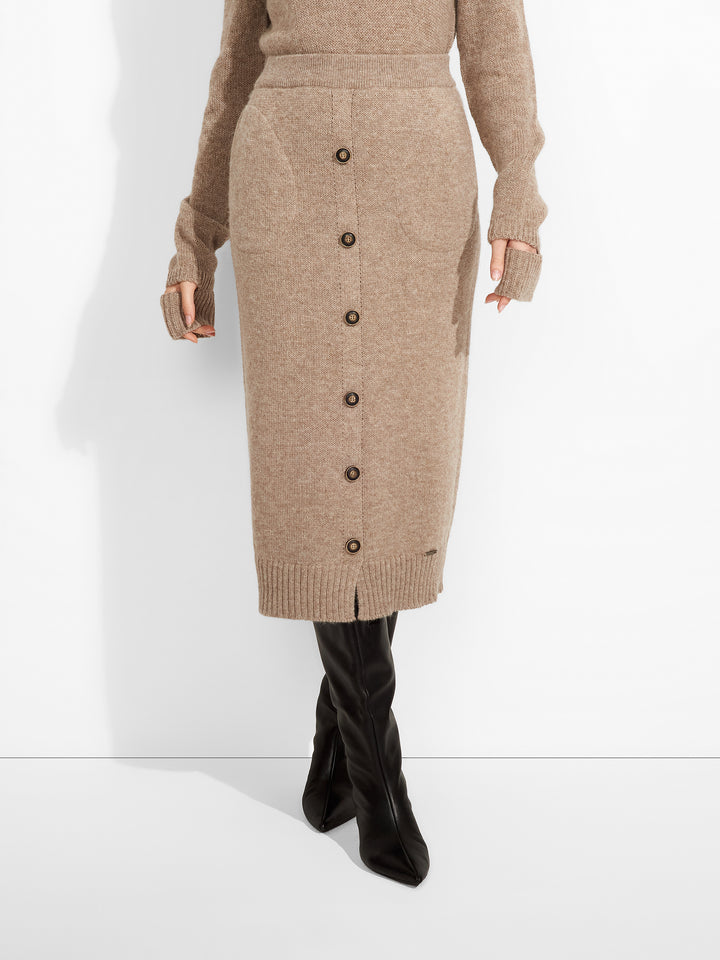 Falda Zita De Baby Alpaca Color Marrón