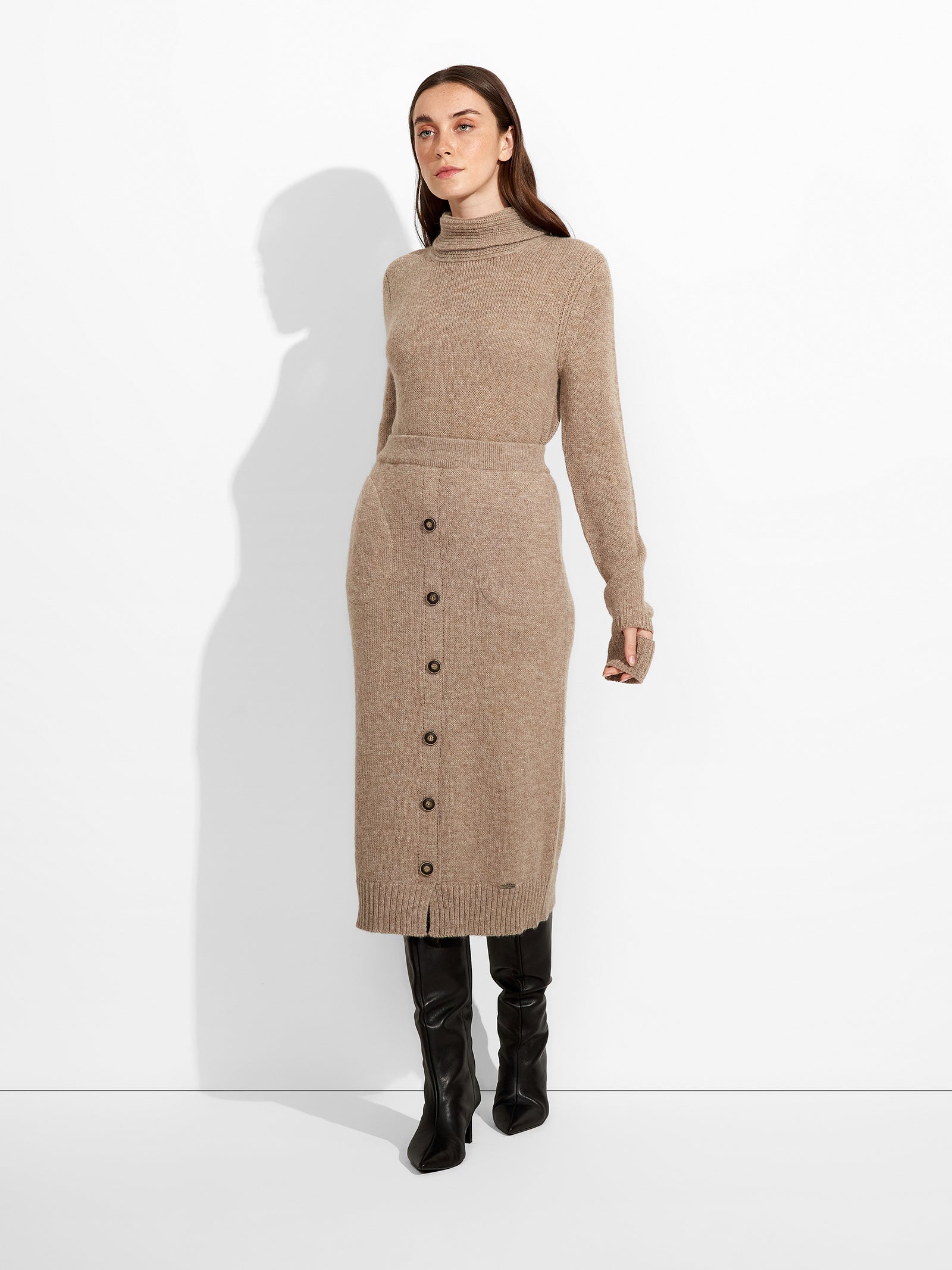 Falda Zita De Baby Alpaca Color Marrón