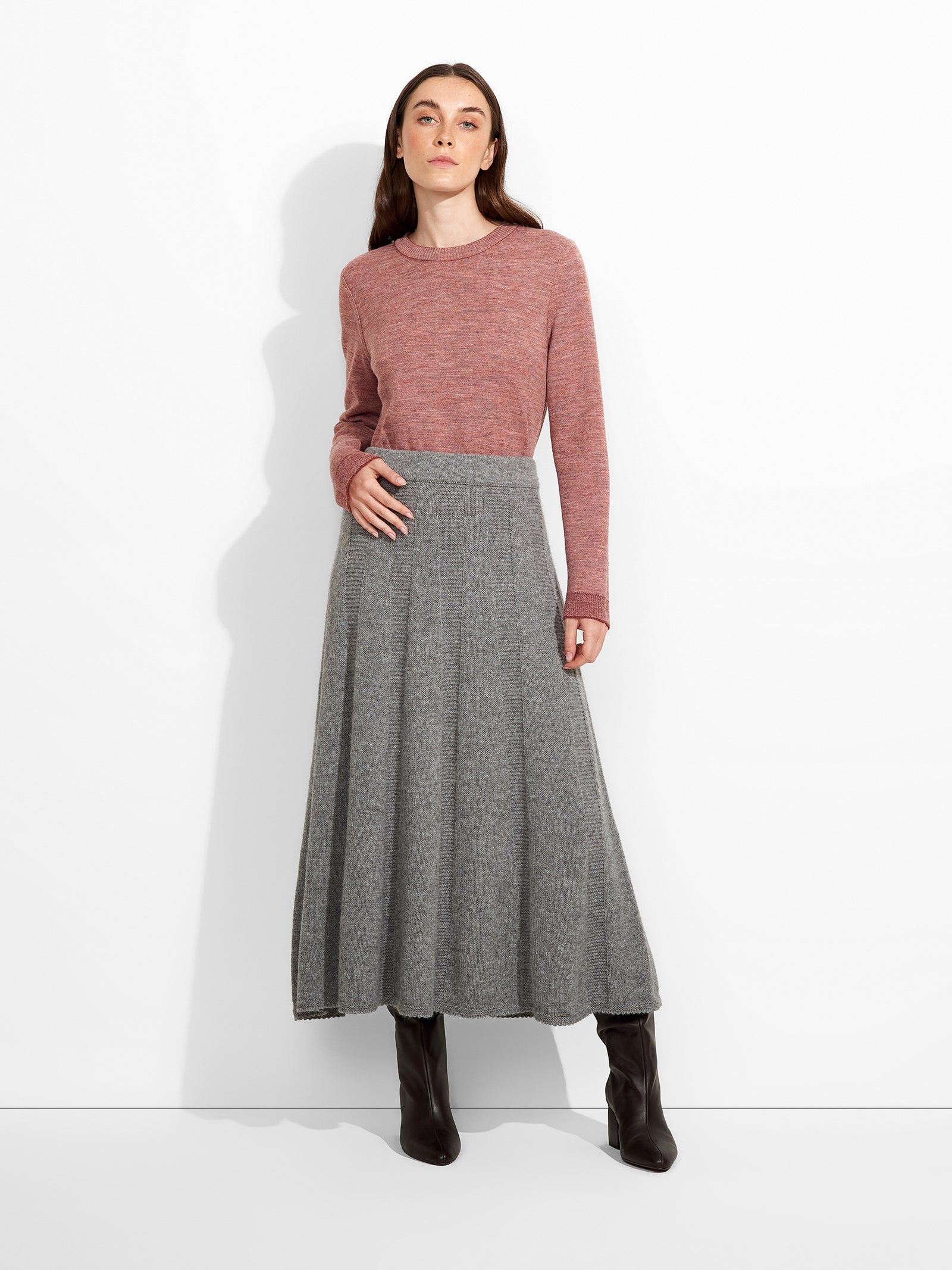Falda Zibilla De Baby Alpaca Color Gris
