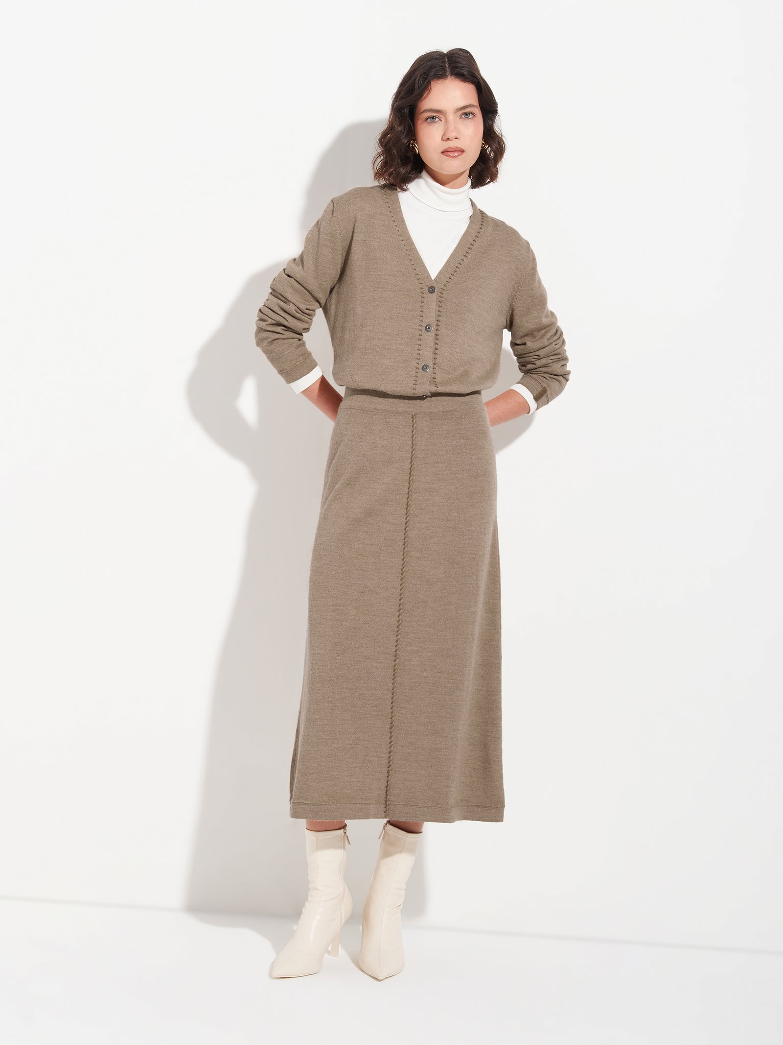 Falda Brenda Skirt De Baby Alpaca Color Marrón