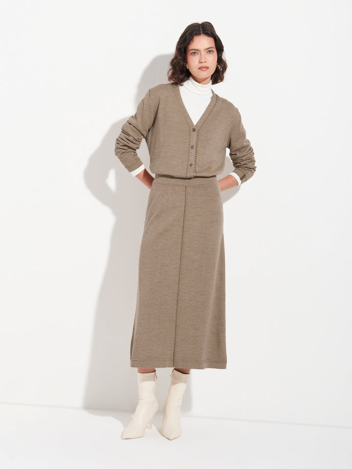 Brenda Skirt in Brown Baby Alpaca