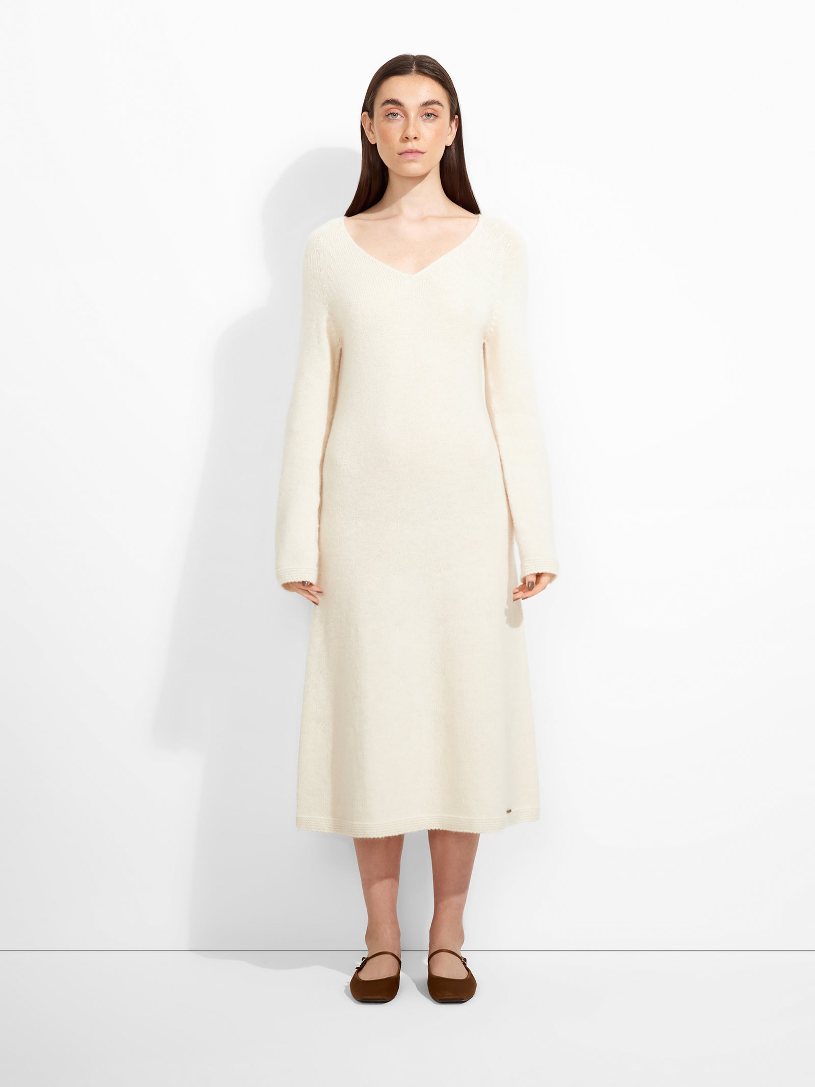 Vestido Zafina De Baby Alpaca Color Ecru