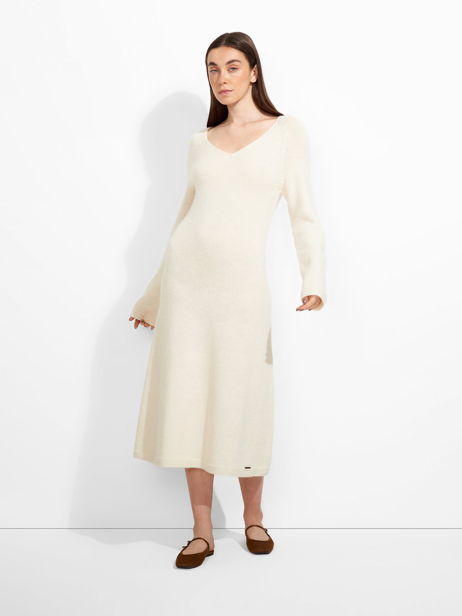 Vestido Zafina De Baby Alpaca Color Ecru