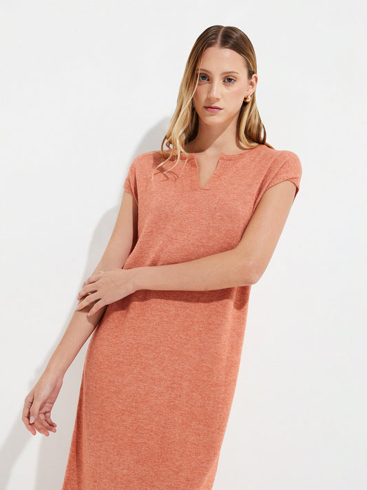 Uresti Orange Cotton Dress