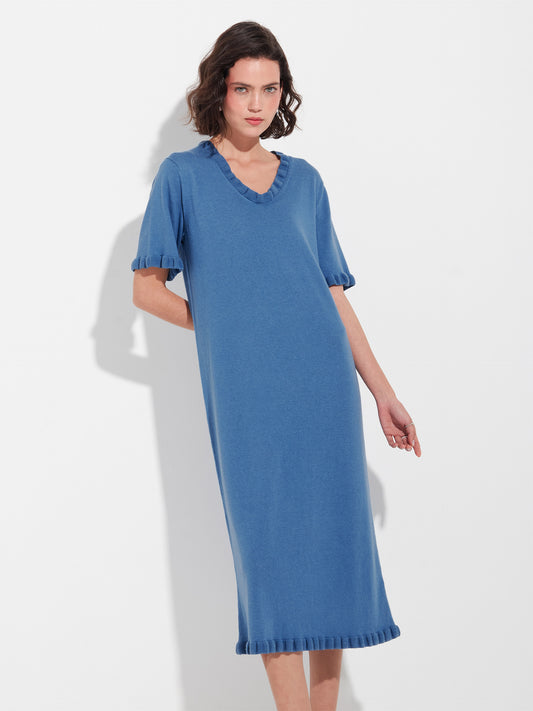 Vestido Zabrina De Algodon Color Azul
