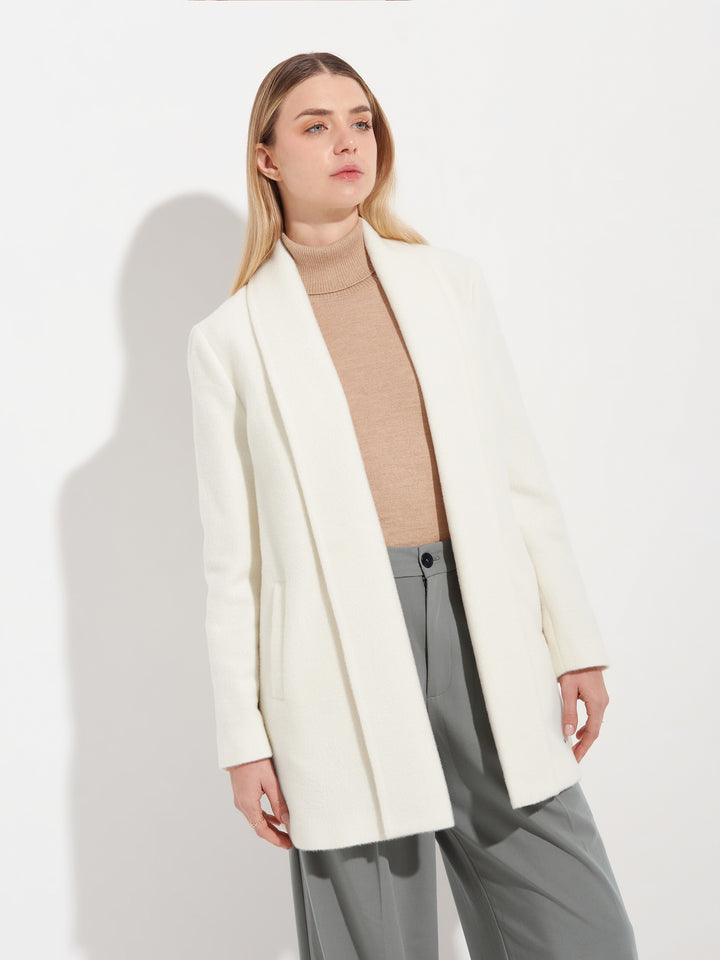 ABRIGO SHORT SWING DE BABY ALPACA COLOR ECRU