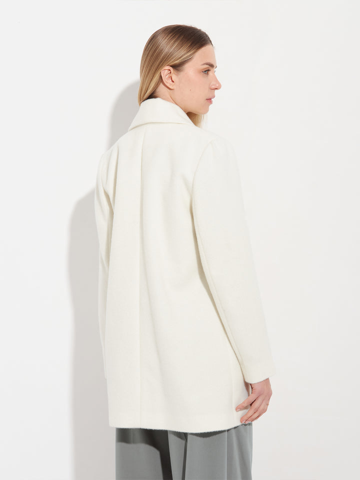 ABRIGO SHORT SWING DE BABY ALPACA COLOR ECRU