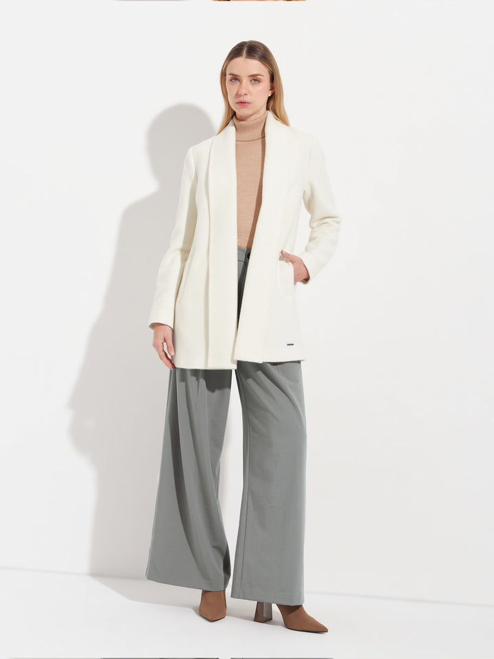 ABRIGO SHORT SWING DE BABY ALPACA COLOR ECRU