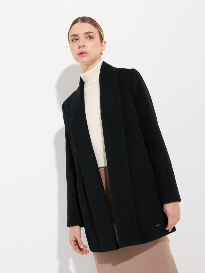 Abrigo Short Swing De Baby Alpaca Color Negro