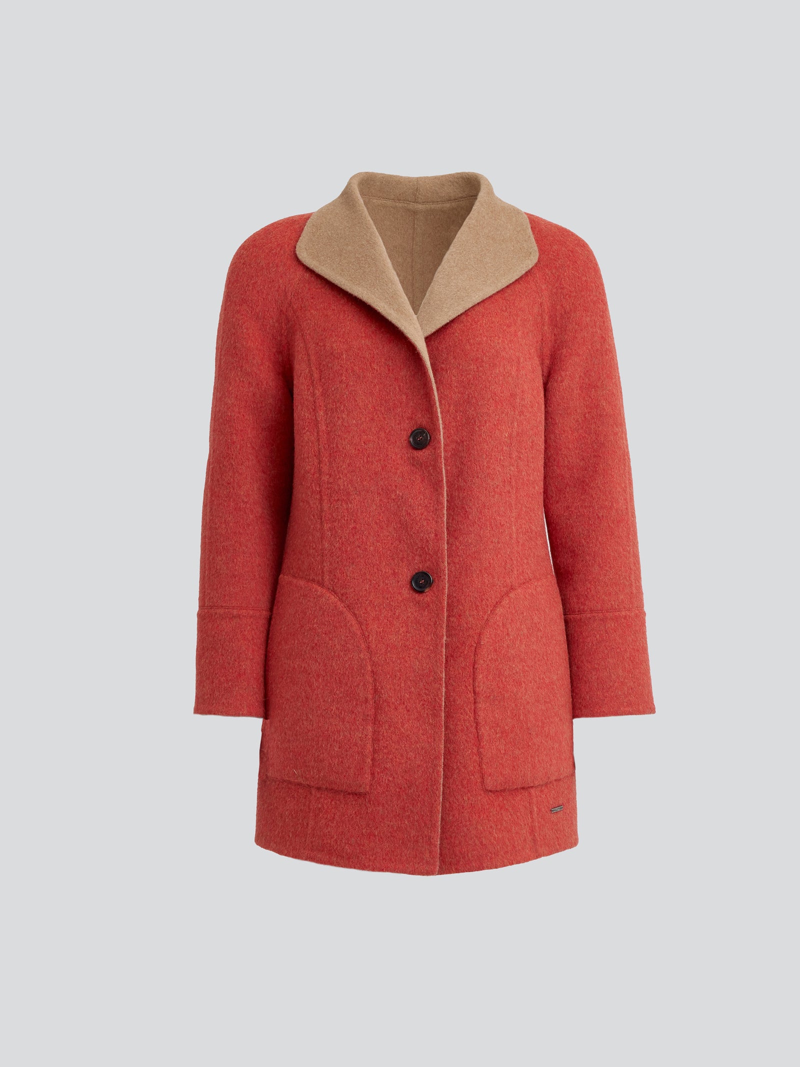 Yuriel Baby Alpaca Coat in Orange
