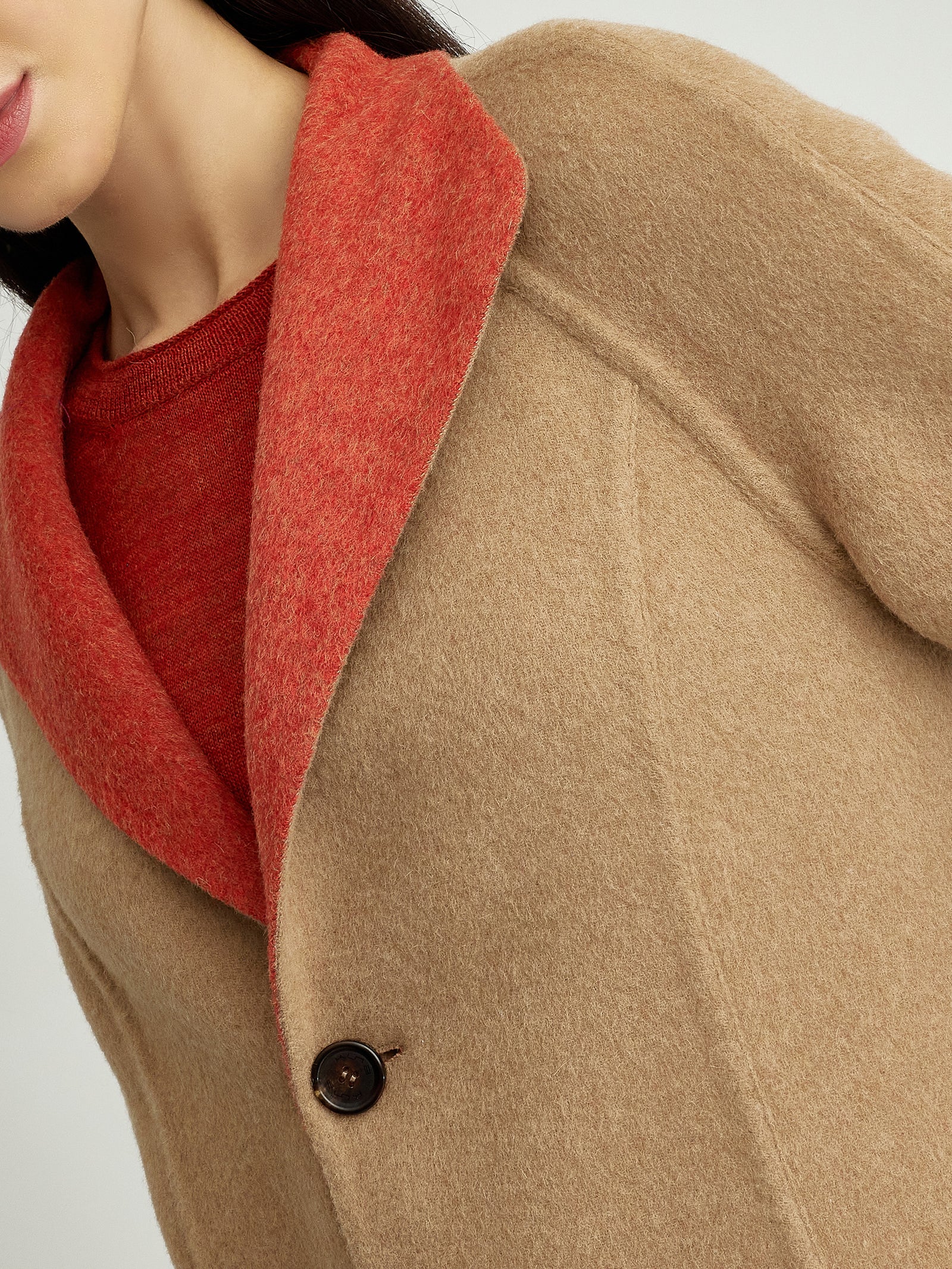 Yuriel Baby Alpaca Coat in Orange