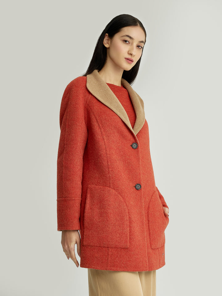 Yuriel Baby Alpaca Coat in Orange