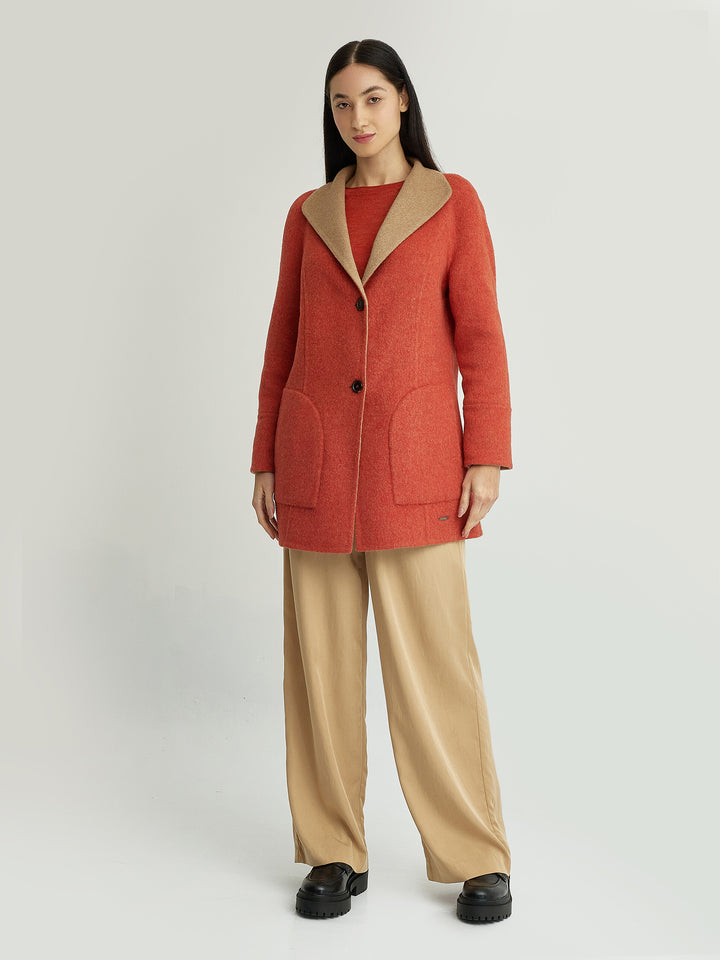 Yuriel Baby Alpaca Coat in Orange