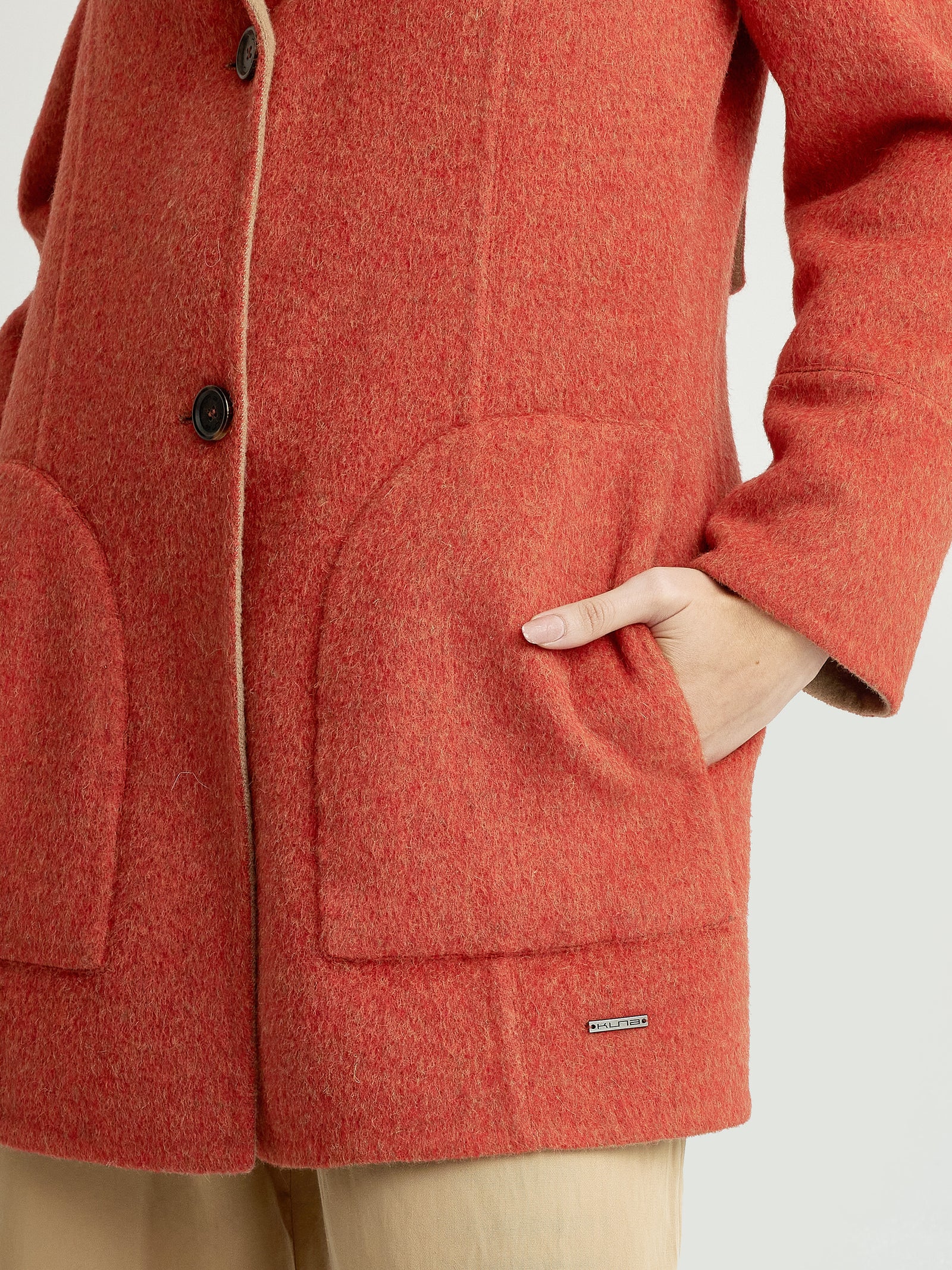 Yuriel Baby Alpaca Coat in Orange