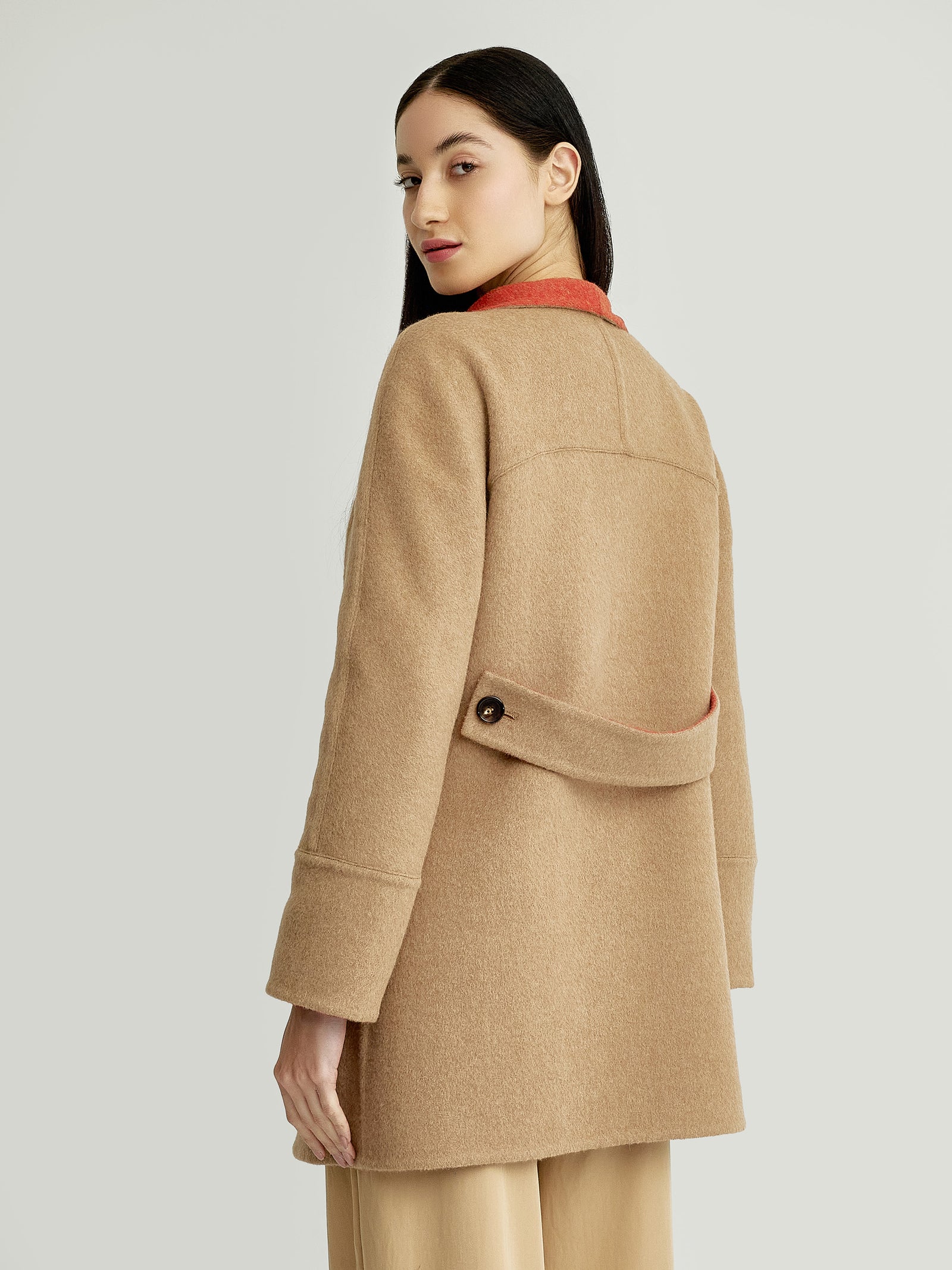 Yuriel Baby Alpaca Coat in Orange