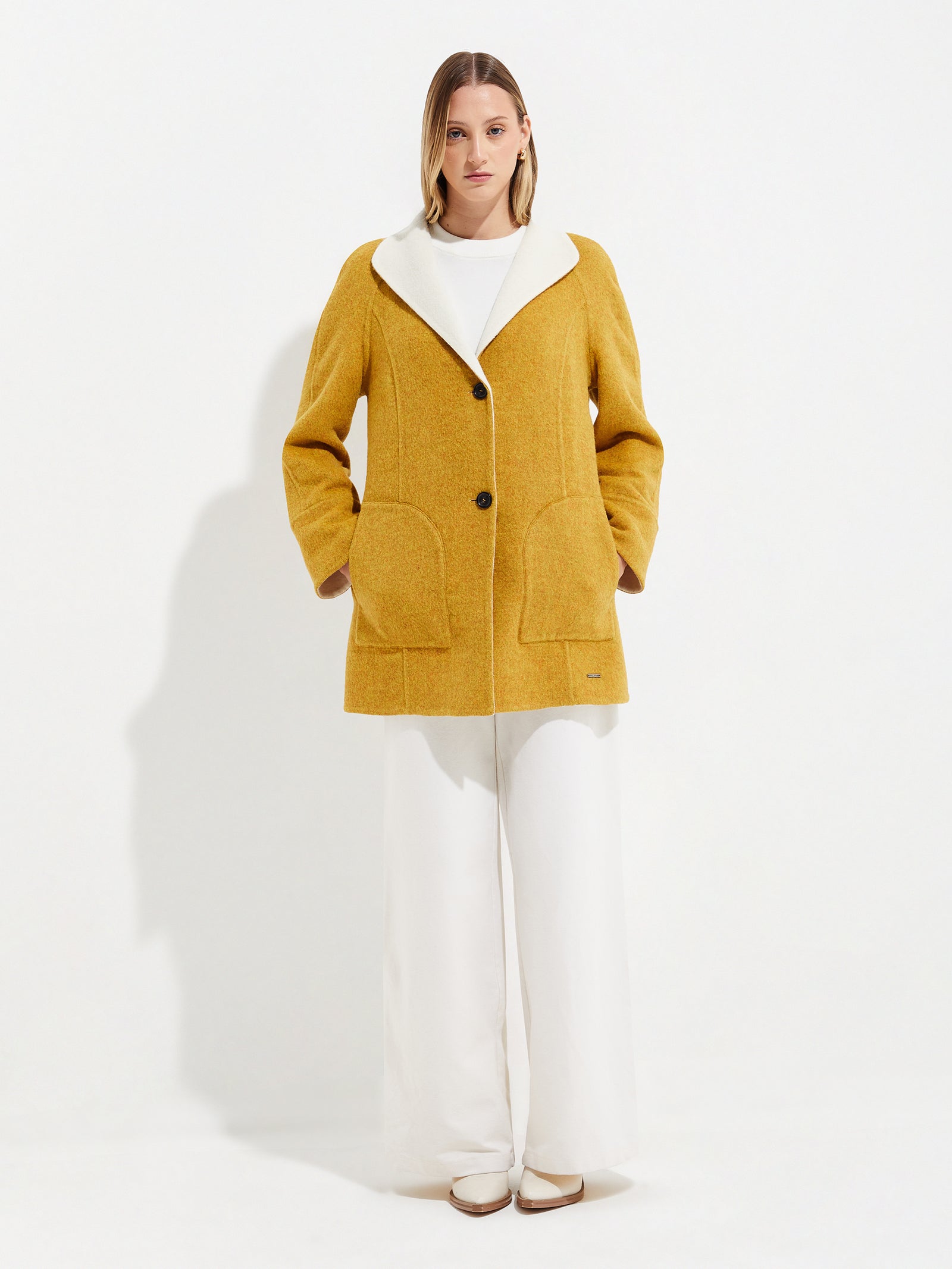 Yuriel Baby Alpaca Coat in Yellow