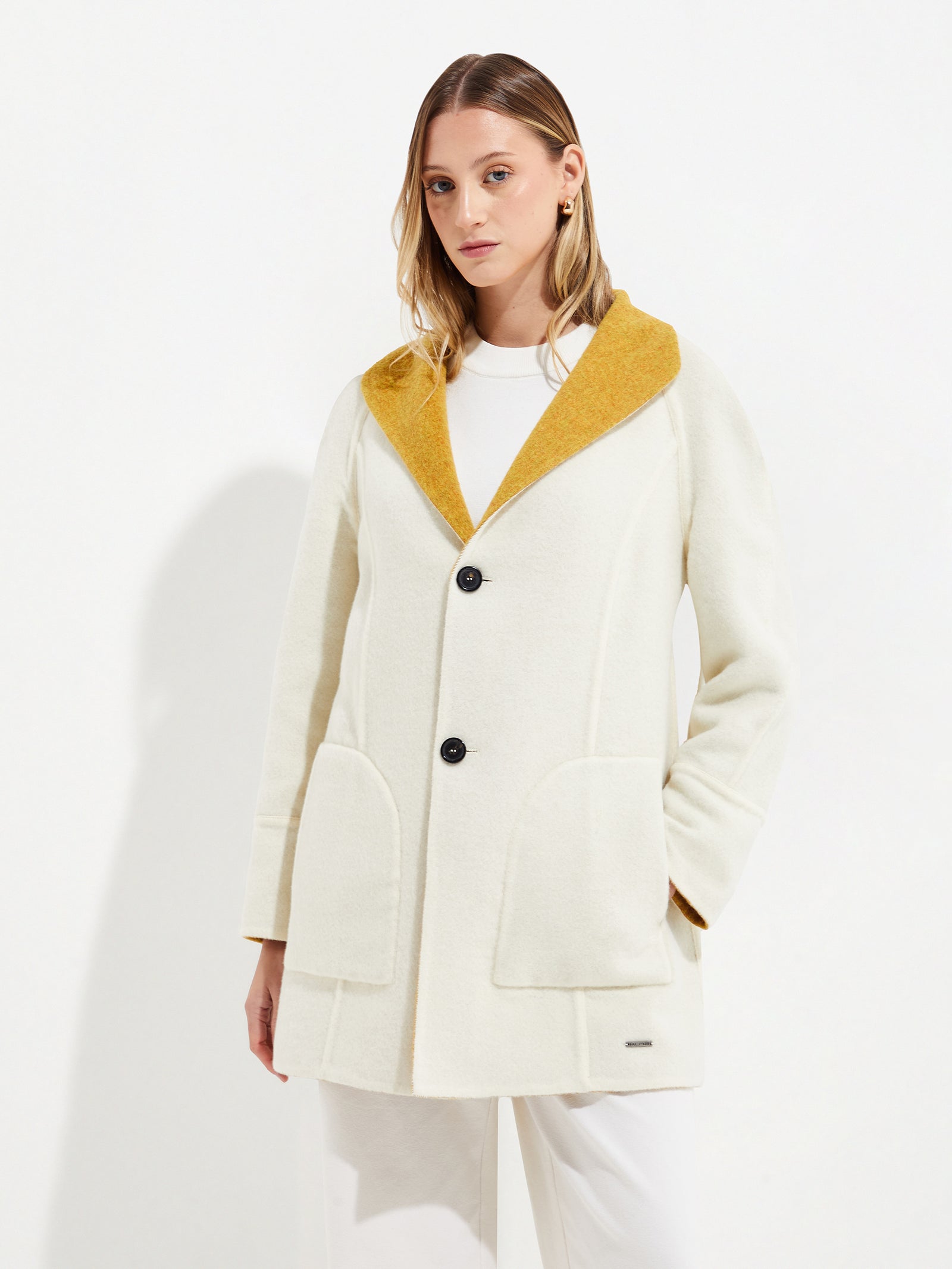 Yuriel Baby Alpaca Coat in Yellow
