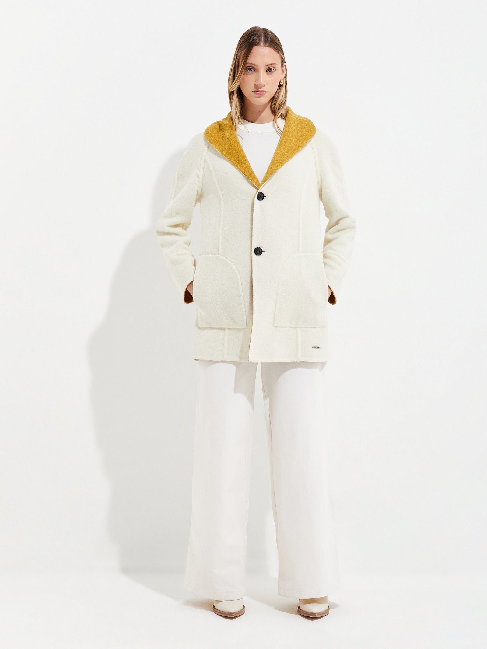 Yuriel Baby Alpaca Coat in Yellow