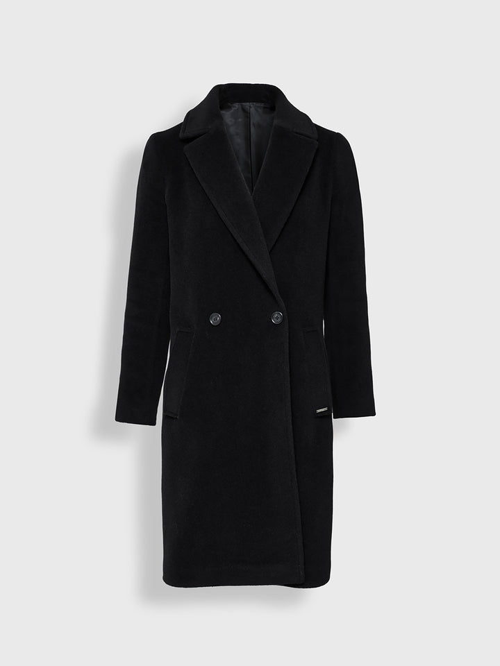 Yesenia Black Baby Alpaca and Wool Coat