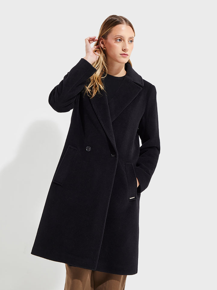Yesenia Black Baby Alpaca and Wool Coat