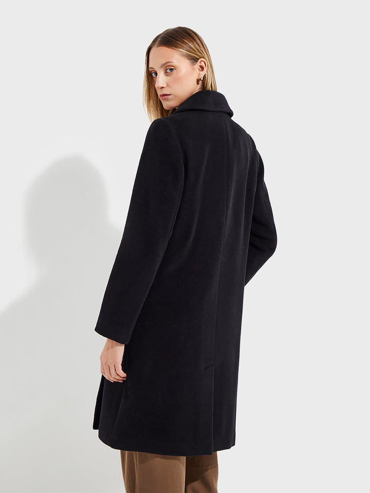 Yesenia Black Baby Alpaca and Wool Coat
