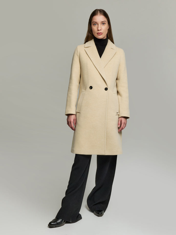 Yesenia Coat Made of Baby Alpaca &amp; Wool in Beige
