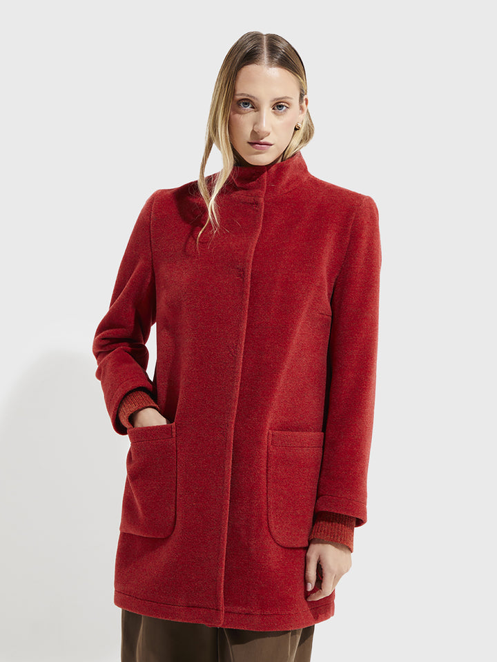Ynes Orange Baby Alpaca and Wool Coat
