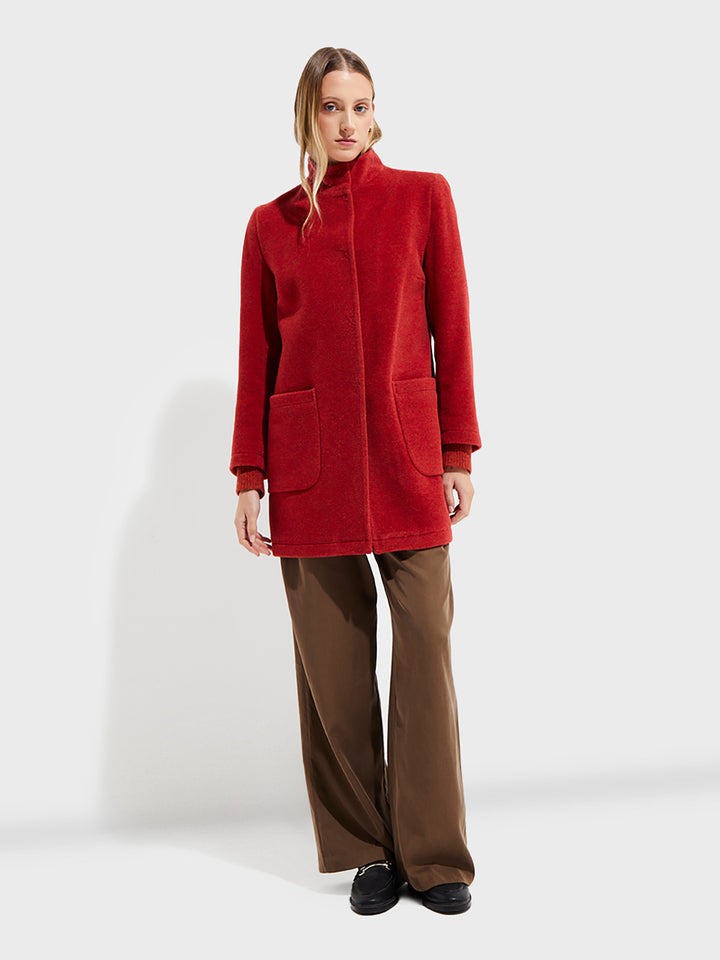 Ynes Orange Baby Alpaca and Wool Coat